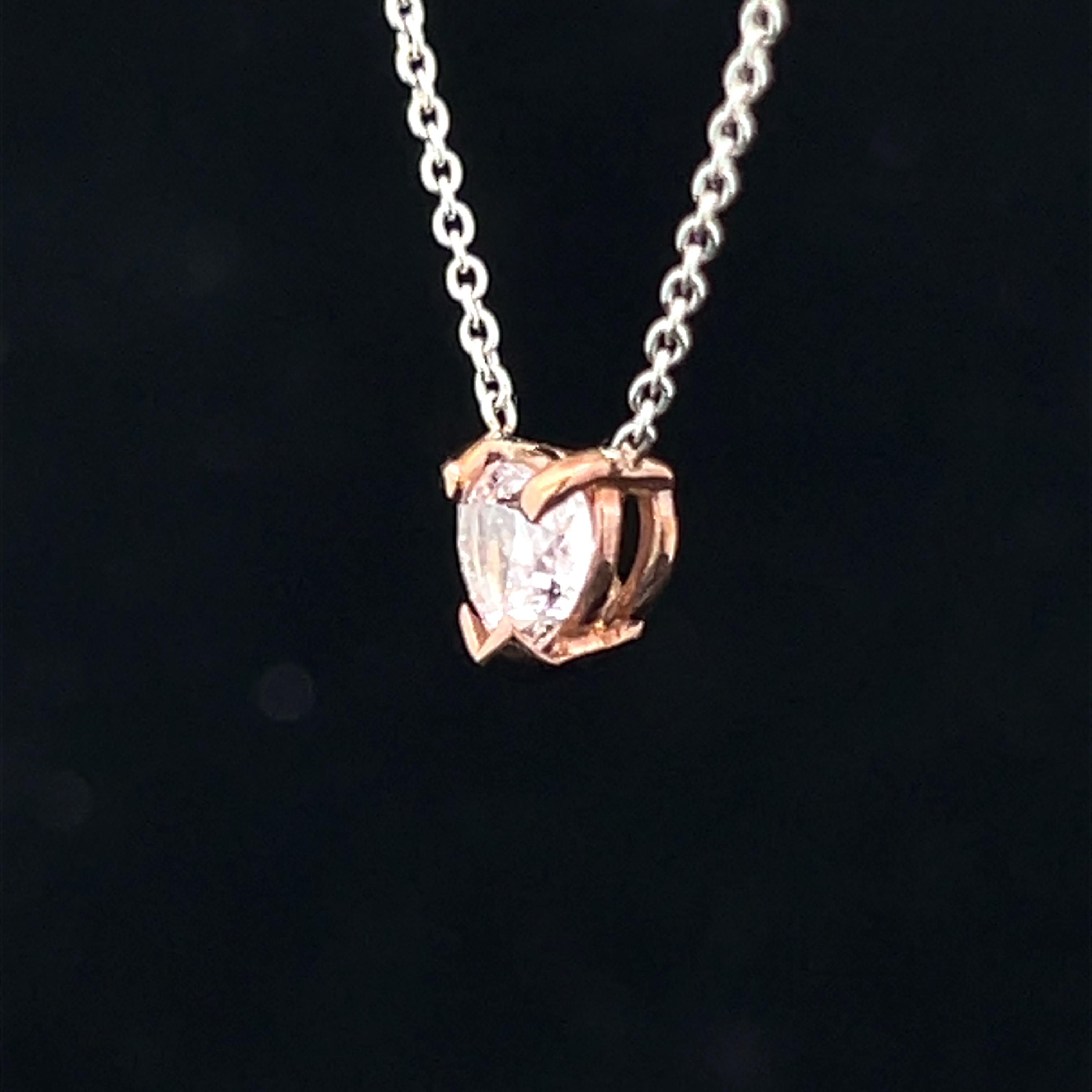 Heart-Cut Pink Diamond Solitaire Pendant Necklace