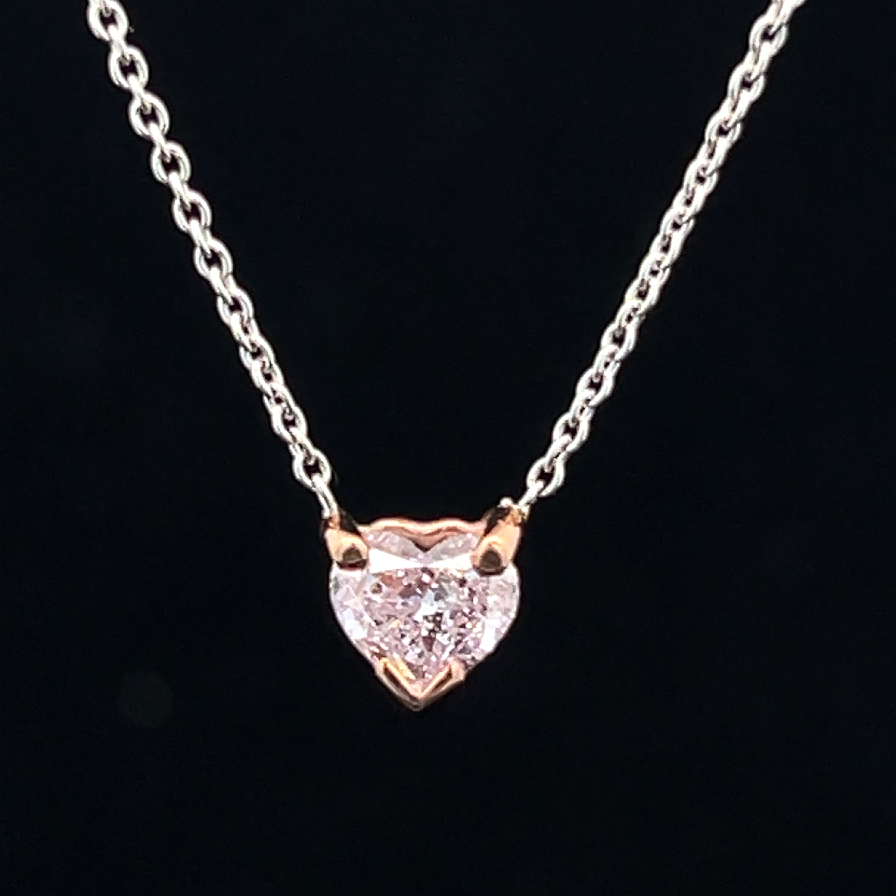 Heart-Cut Pink Diamond Solitaire Pendant Necklace