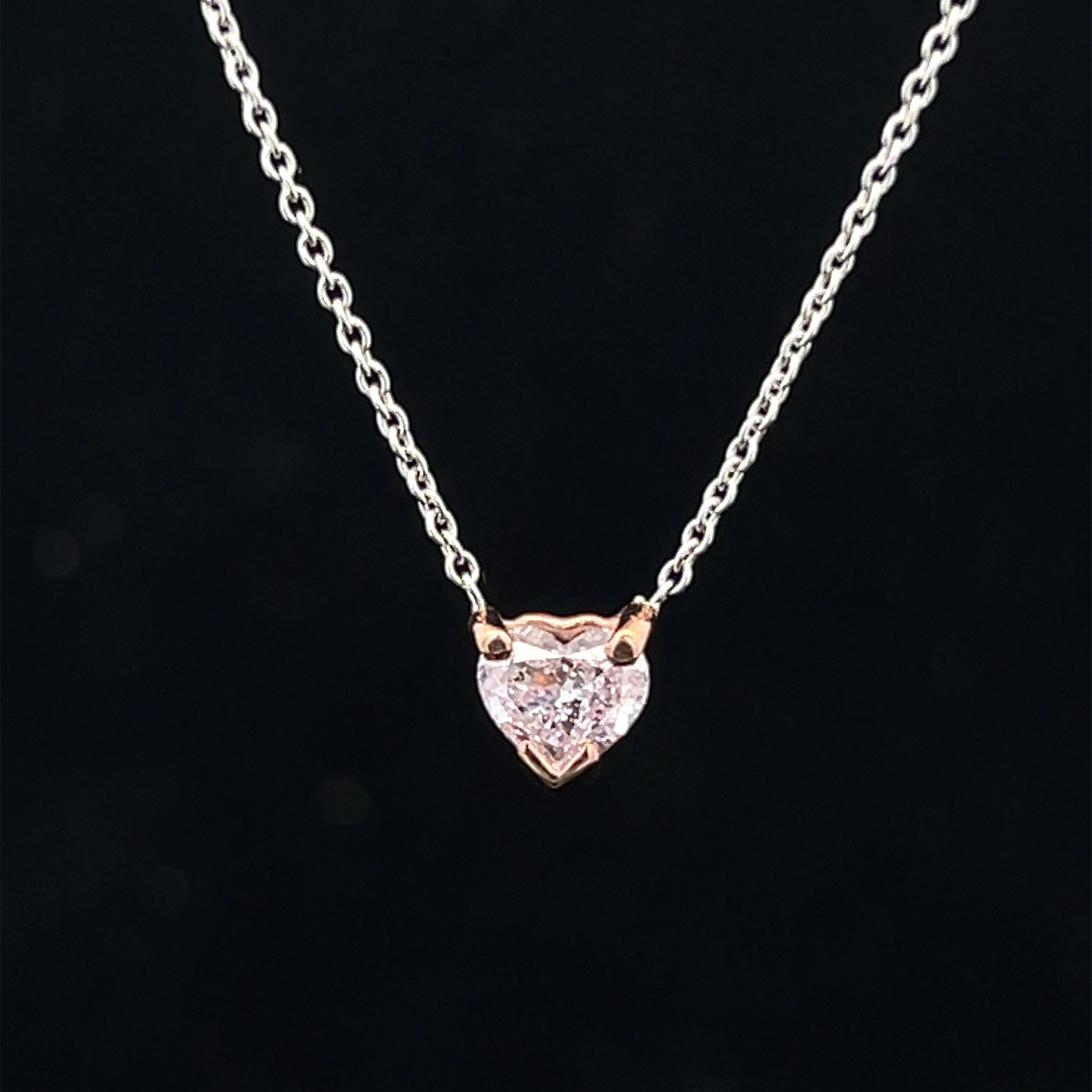 Heart-Cut Pink Diamond Solitaire Pendant Necklace