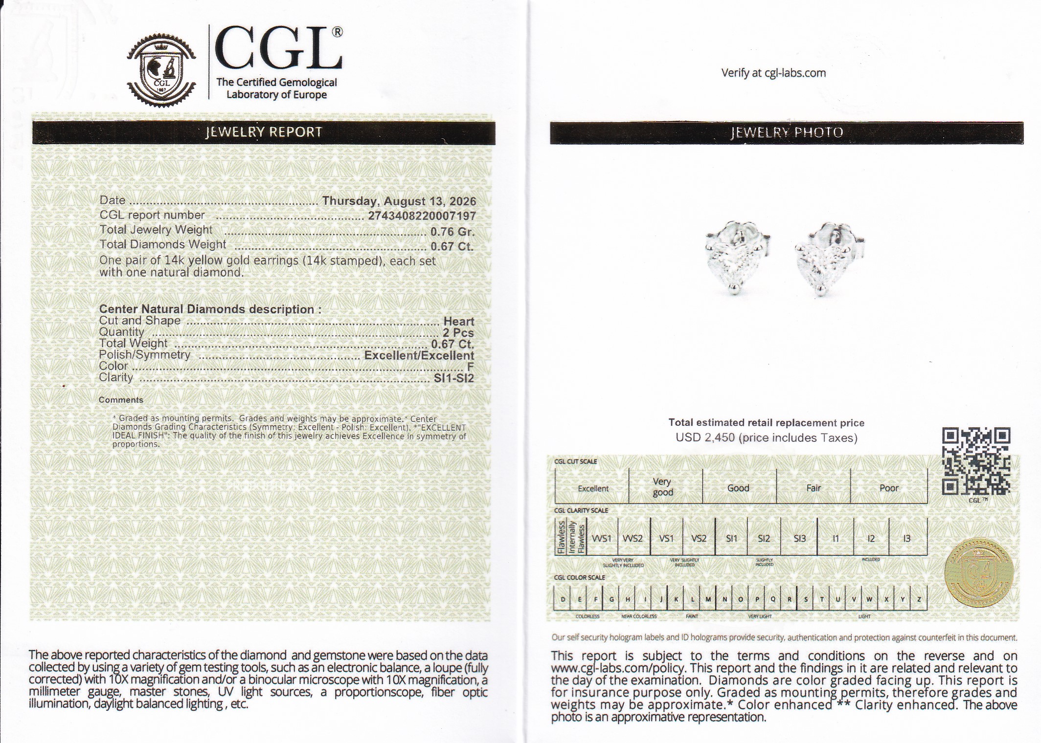 Heart Shaped Diamond Earrings