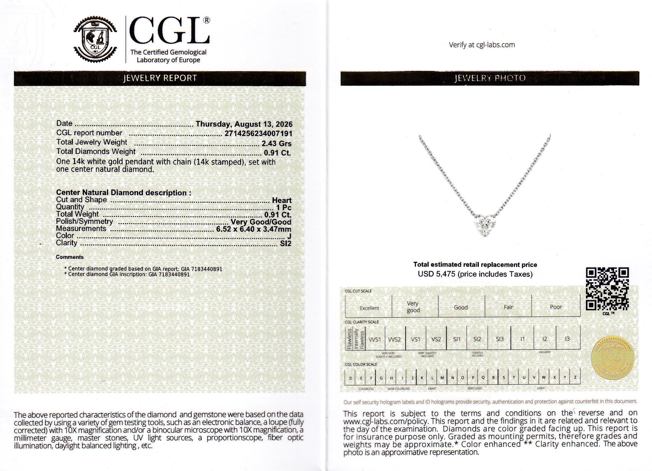 GIA Certified Heart Shaped Diamond Necklace
