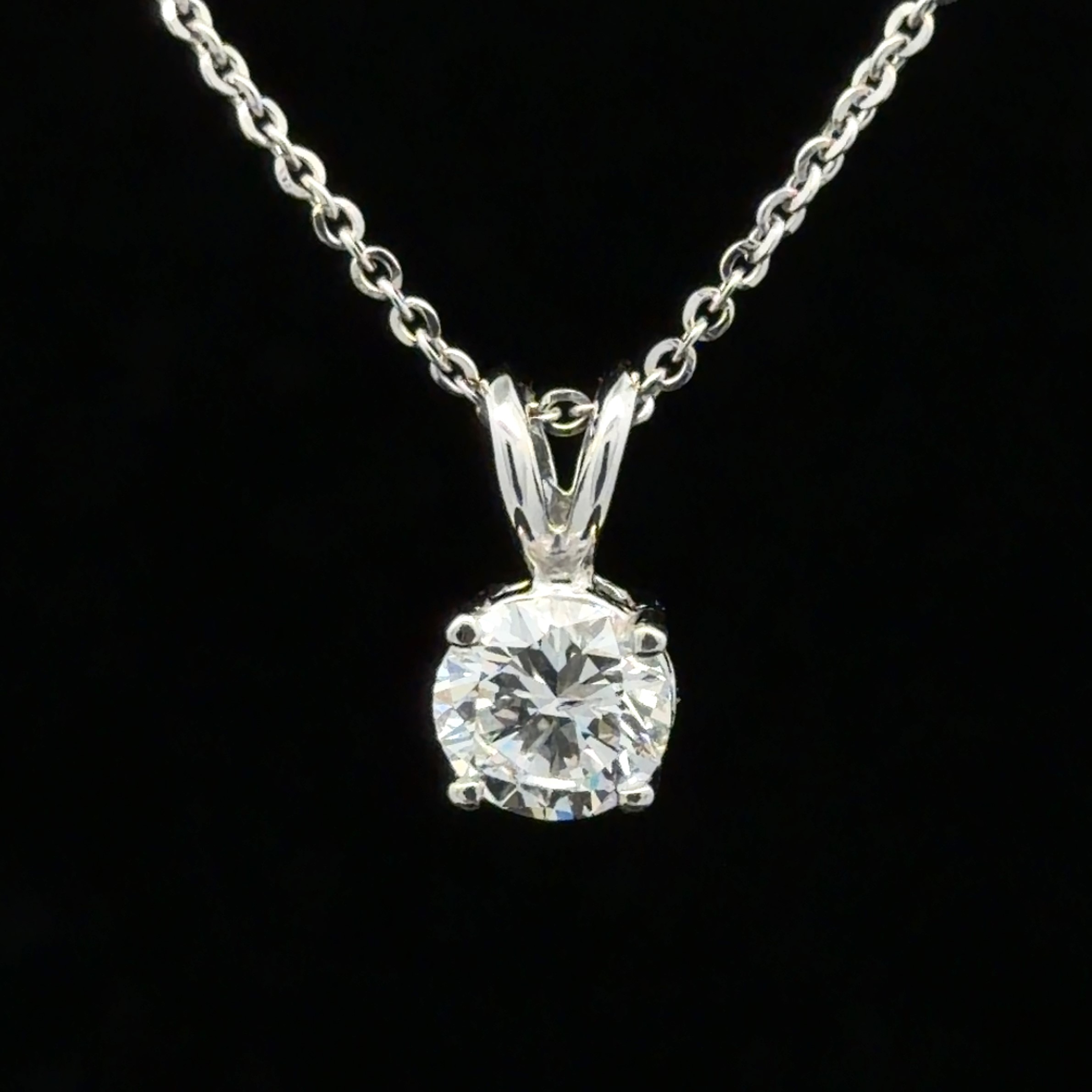 GIA Round Brilliant Diamond Solitaire Pendant Necklace