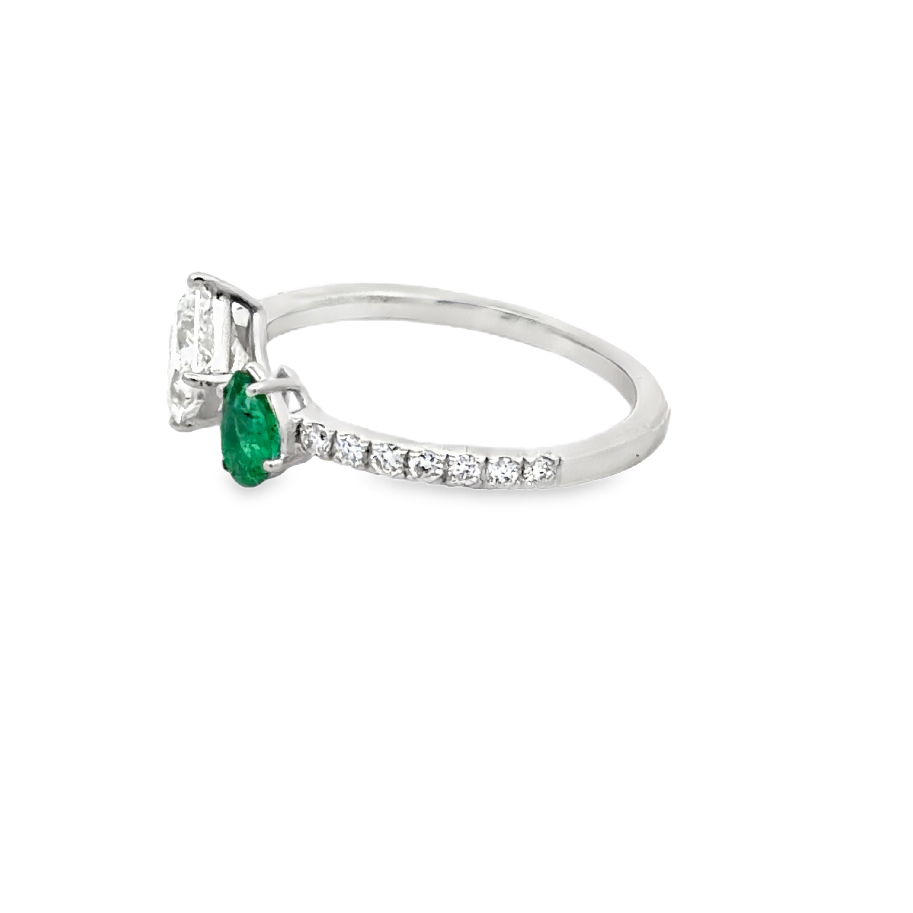 GIA Diamond & Emerald Toi Et Moi Ring