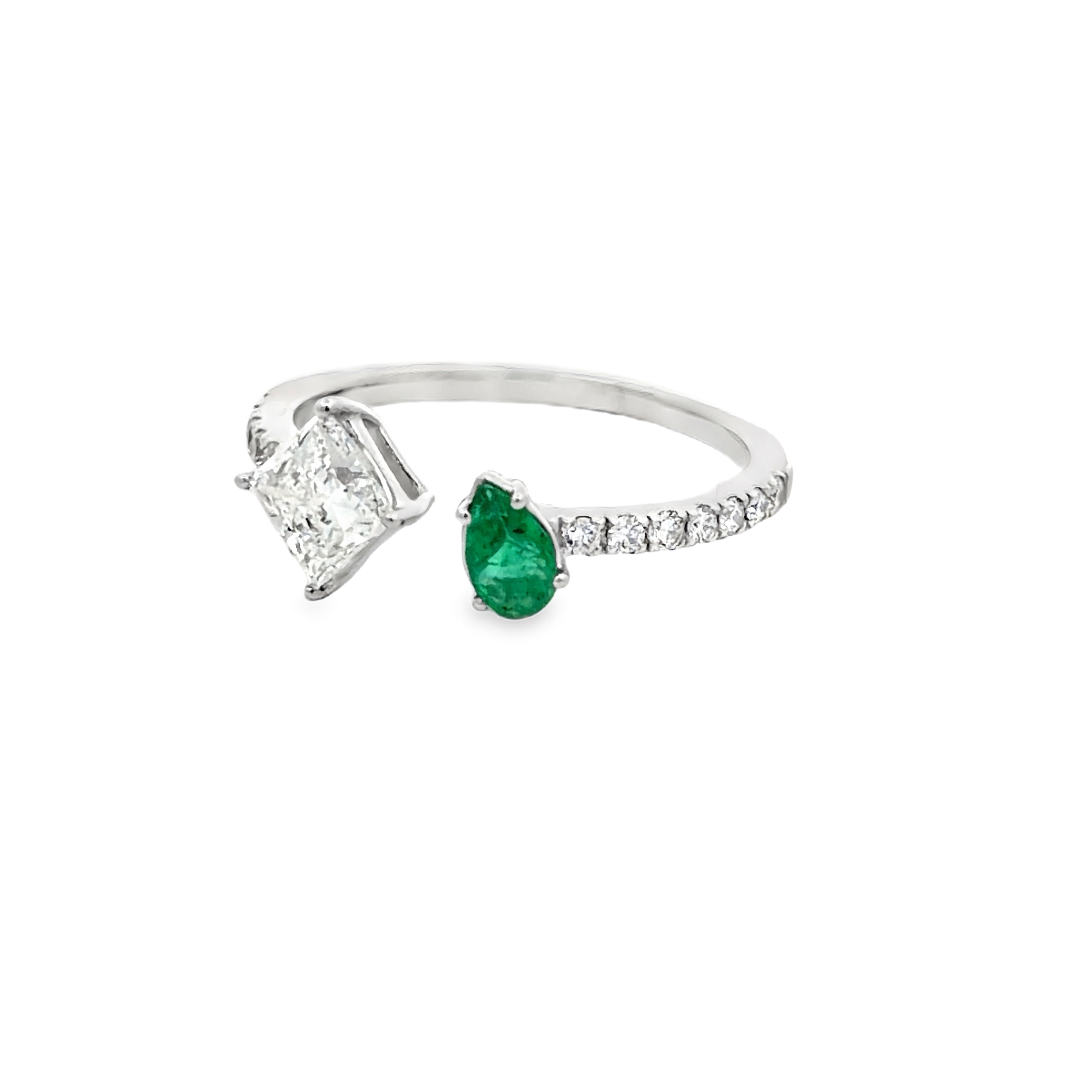 GIA Diamond & Emerald Toi Et Moi Ring