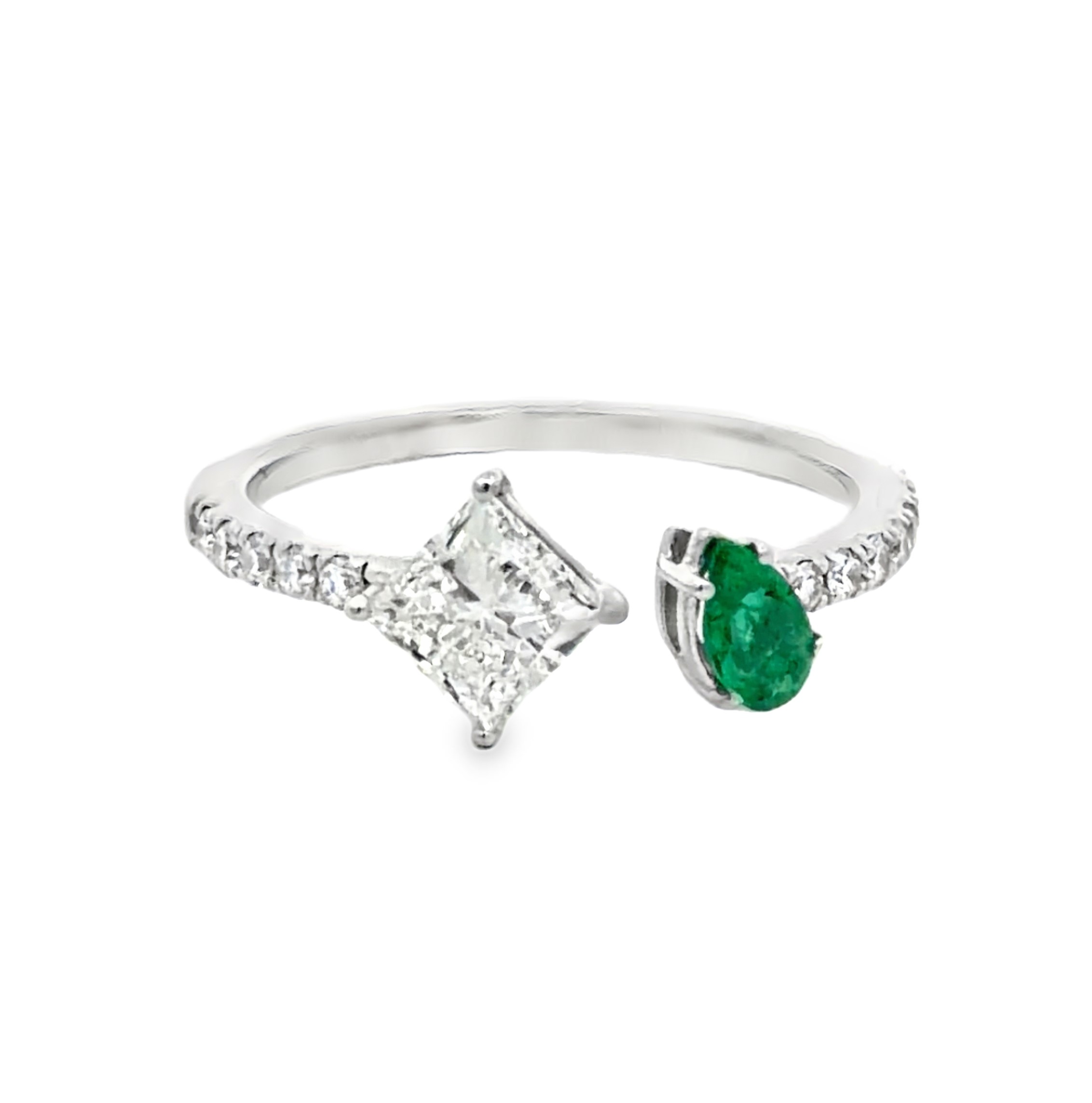 GIA Diamond & Emerald Toi Et Moi Ring