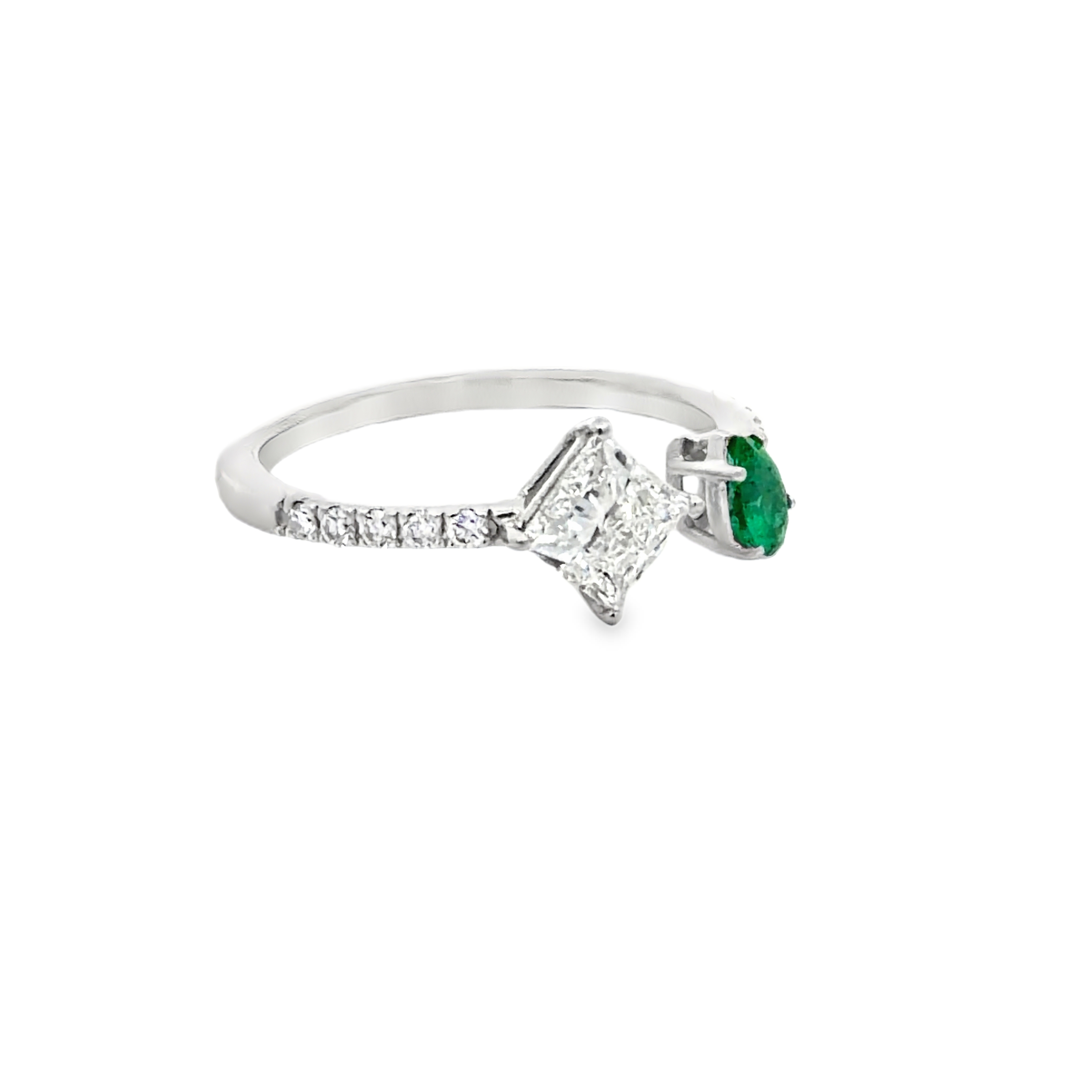 GIA Diamond & Emerald Toi Et Moi Ring