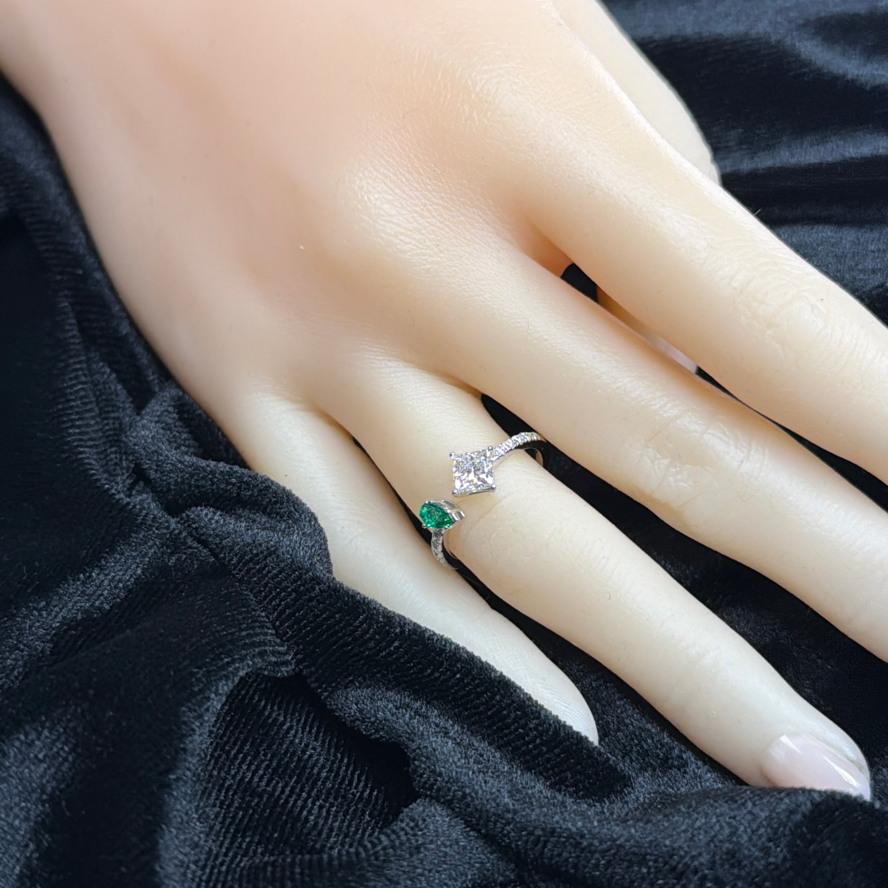 GIA Diamond & Emerald Toi Et Moi Ring