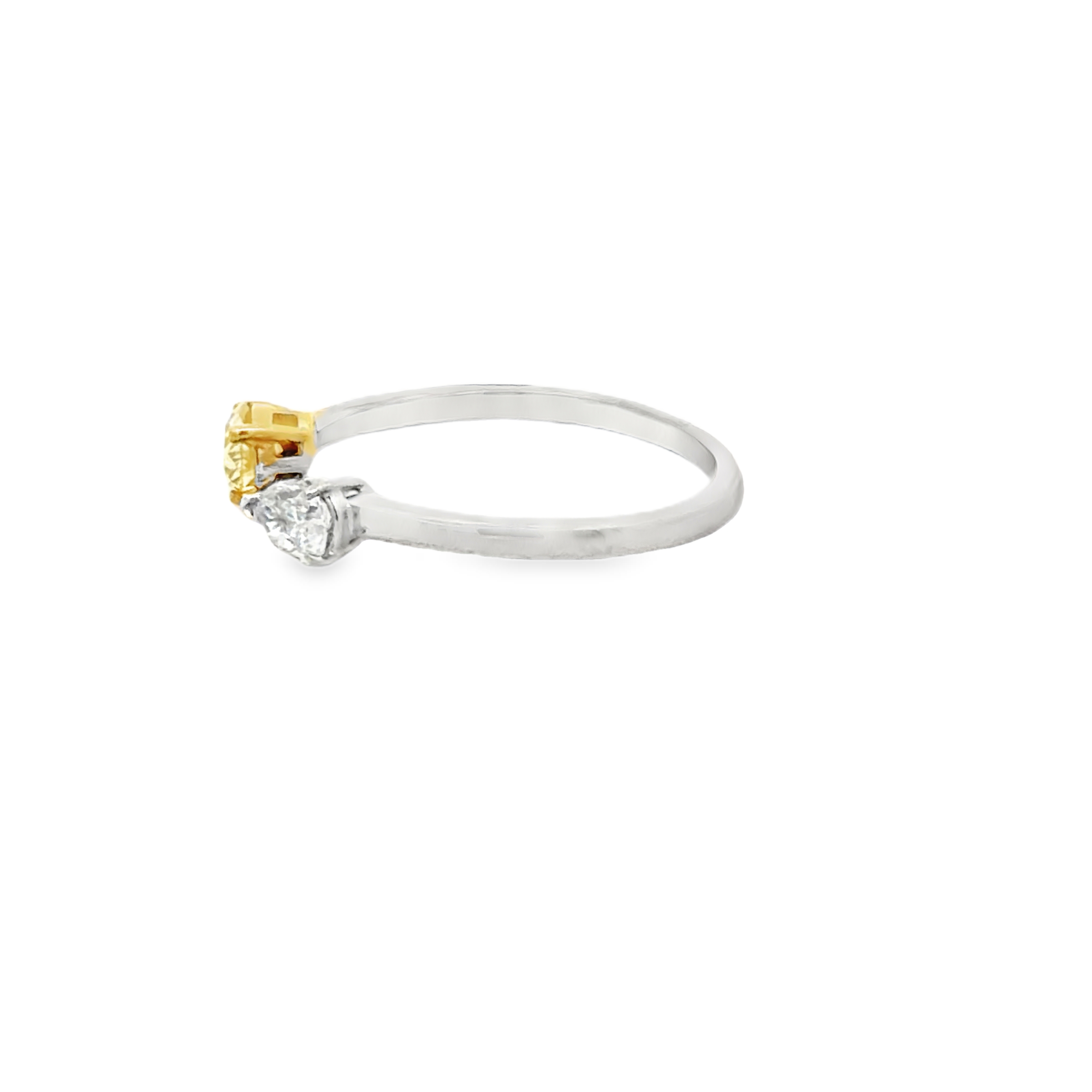 Fancy Yellow & White Diamond Open Cuff Ring