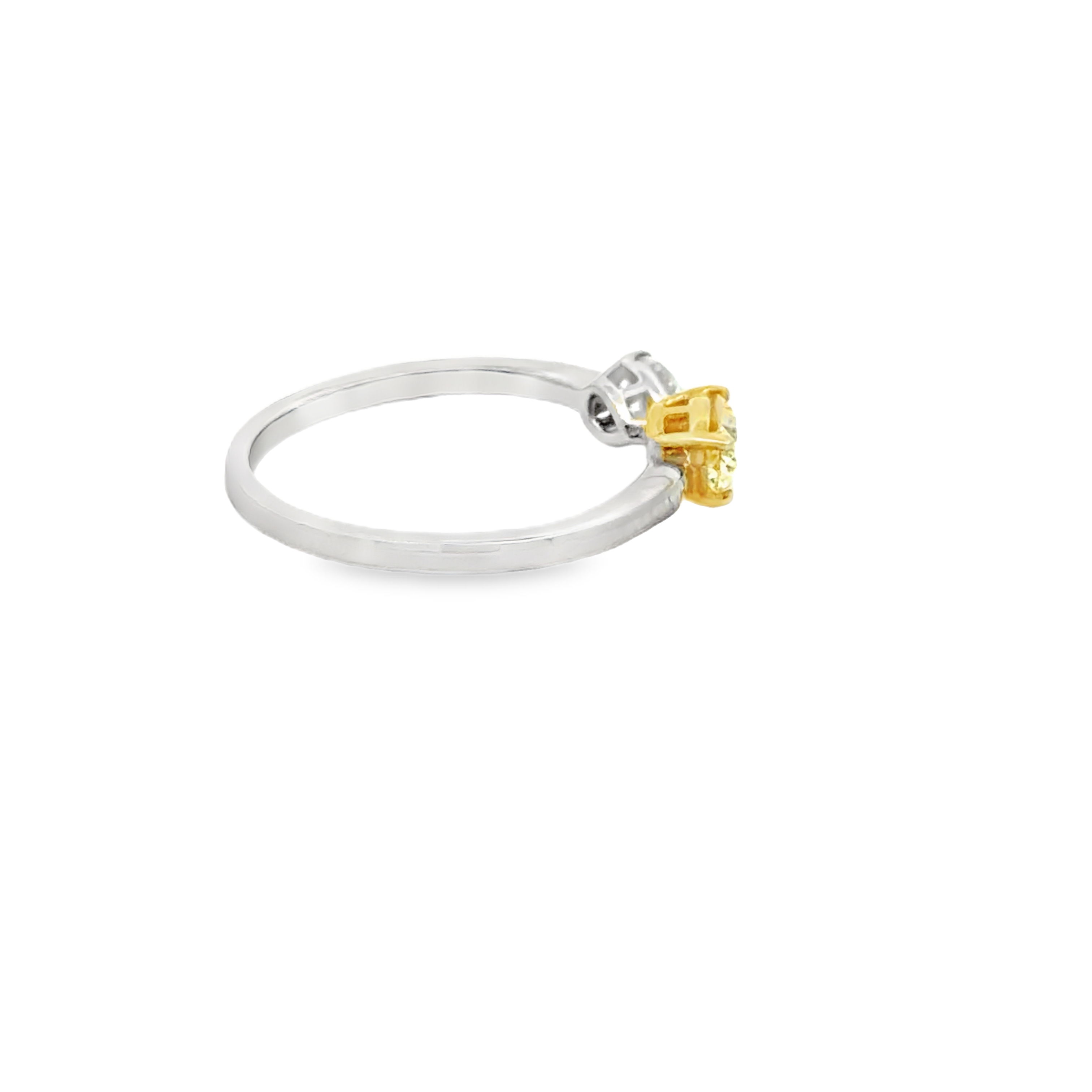 Fancy Yellow & White Diamond Open Cuff Ring