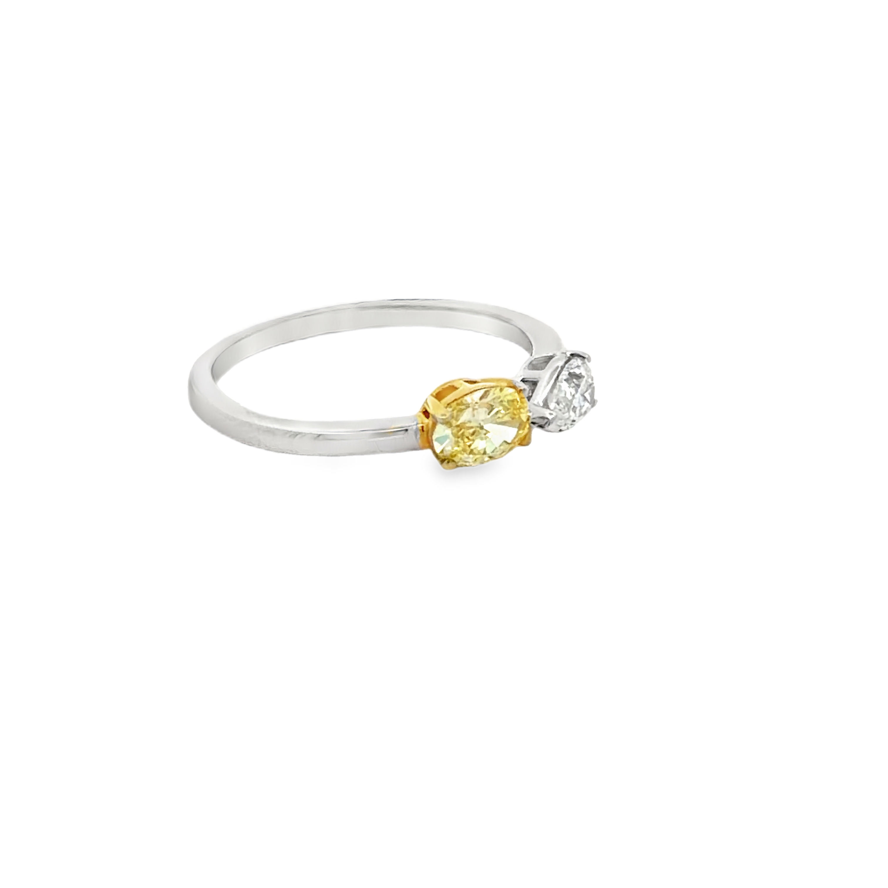 Fancy Yellow & White Diamond Open Cuff Ring