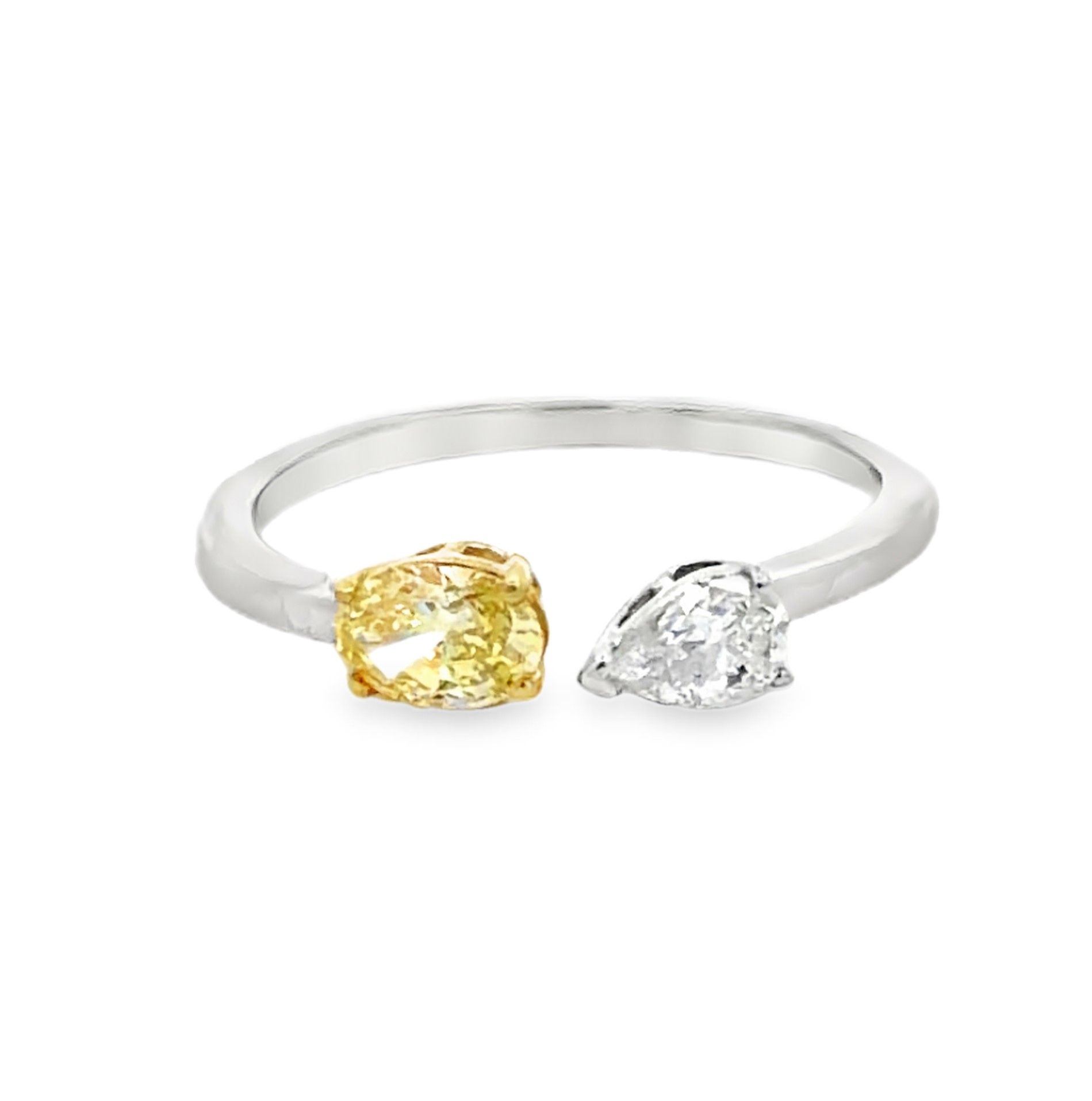 Fancy Yellow & White Diamond Open Cuff Ring