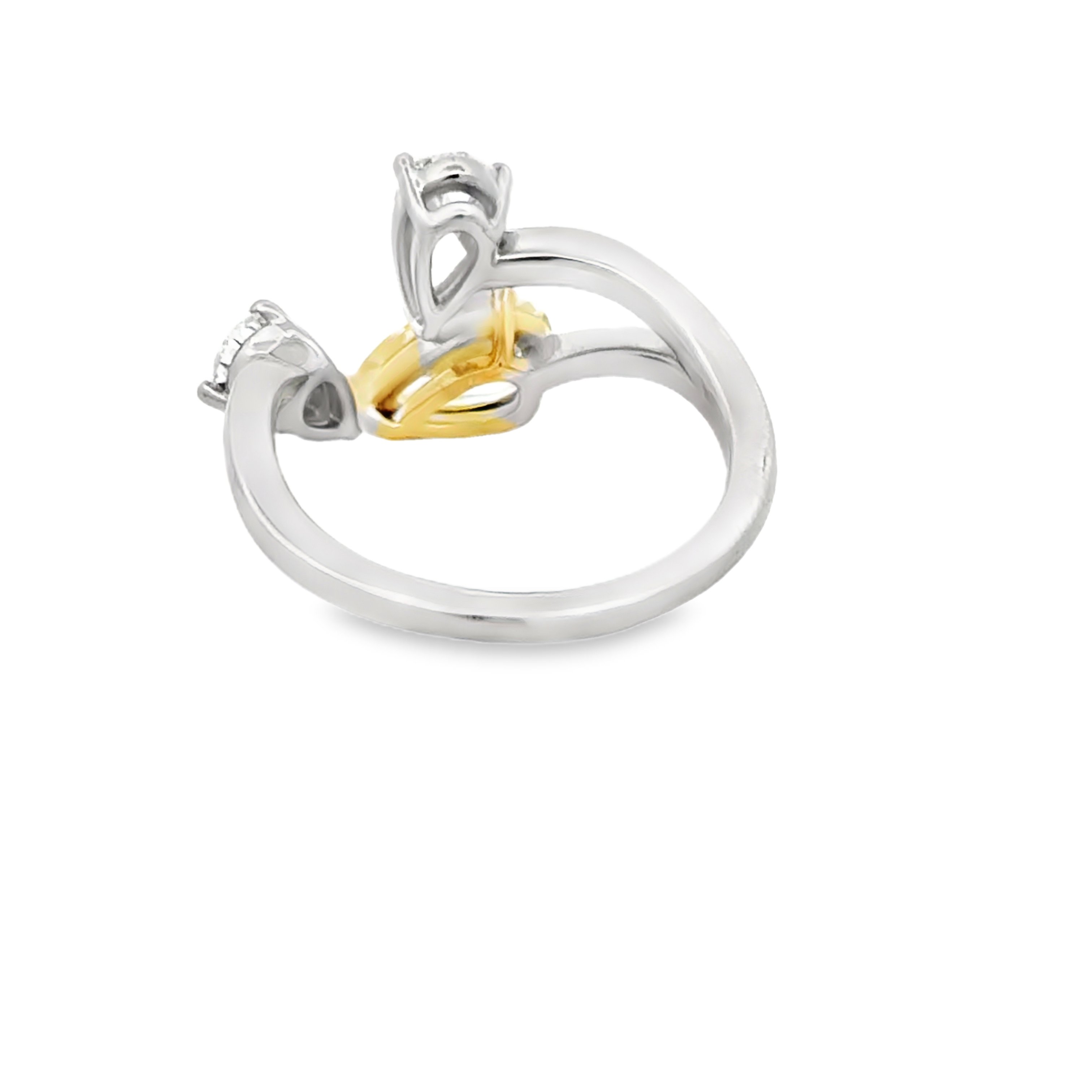GIA Fancy Yellow & White Pear-Cut Diamond Bypass Ring