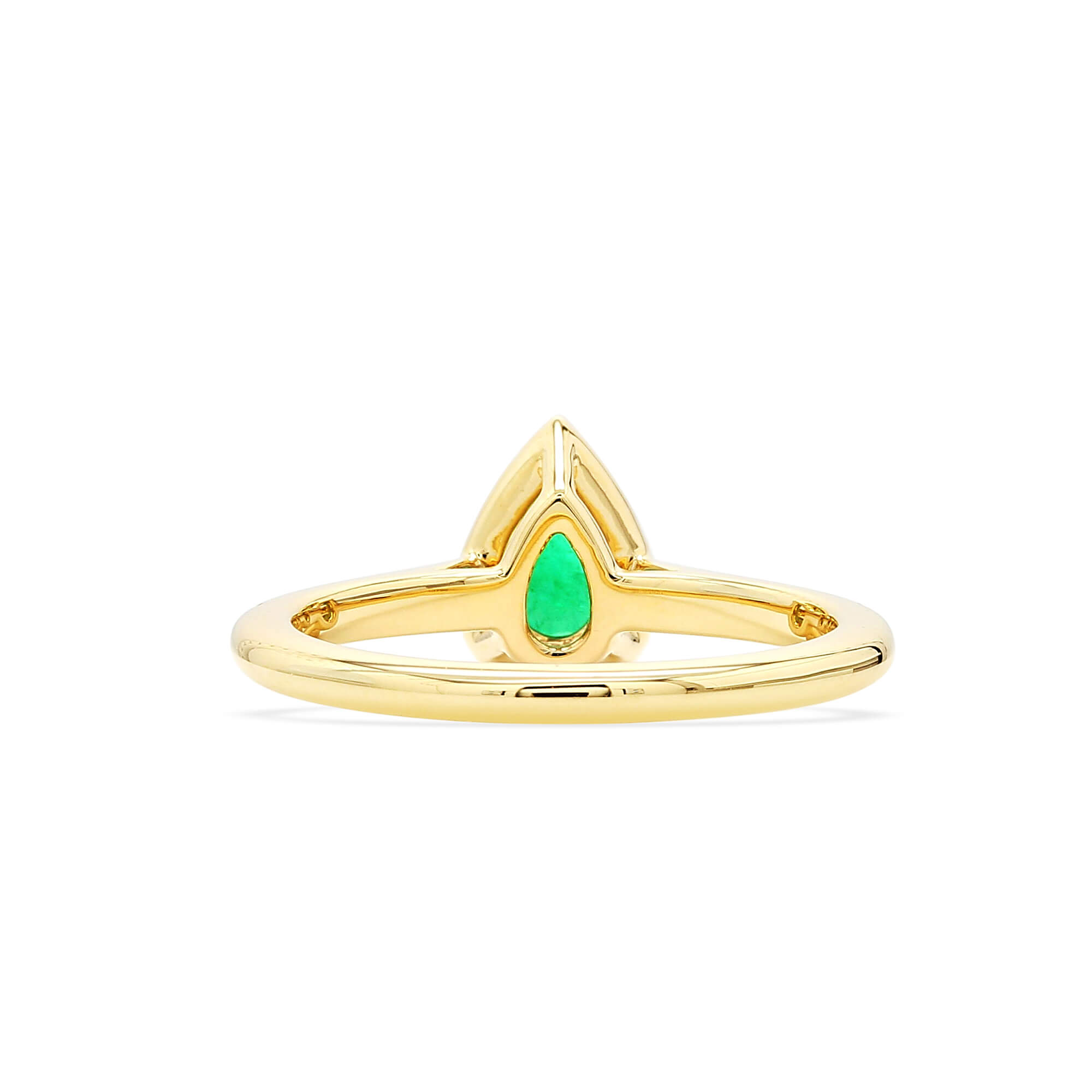 Pear-Cut Natural Emerald & Diamond Halo Ring