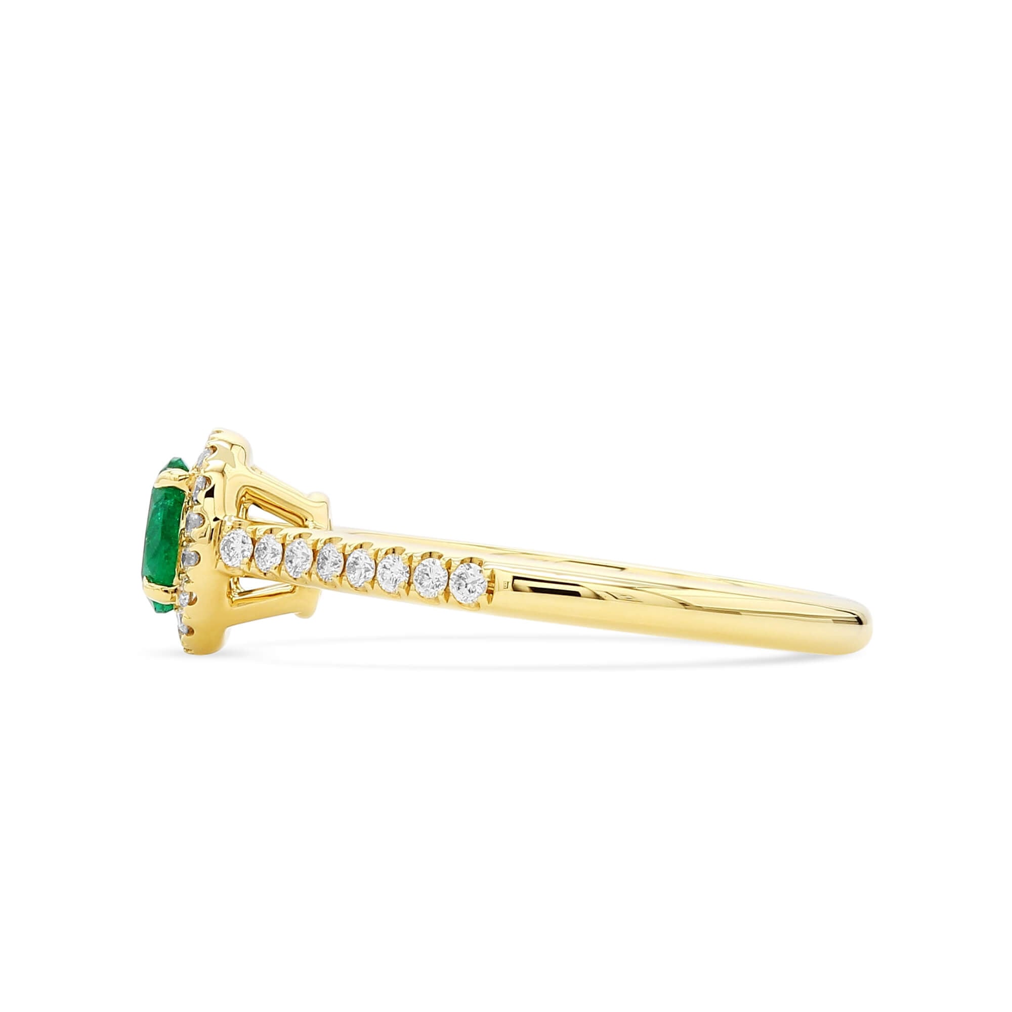 Natural Emerald & Diamond Halo Ring