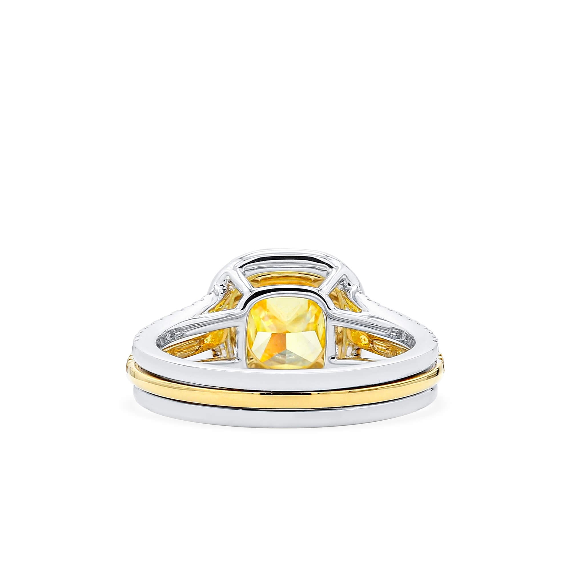 GIA Certified Fancy Yellow Cushion Diamond Double Halo Ring