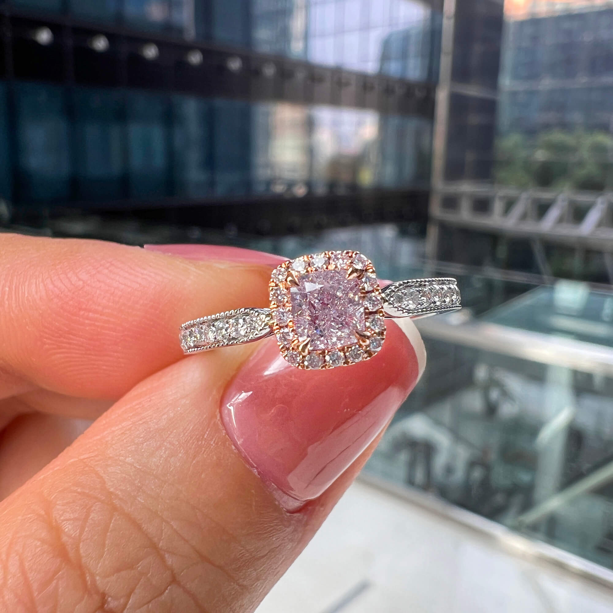 GIA Certified Pink & White Diamond Ring