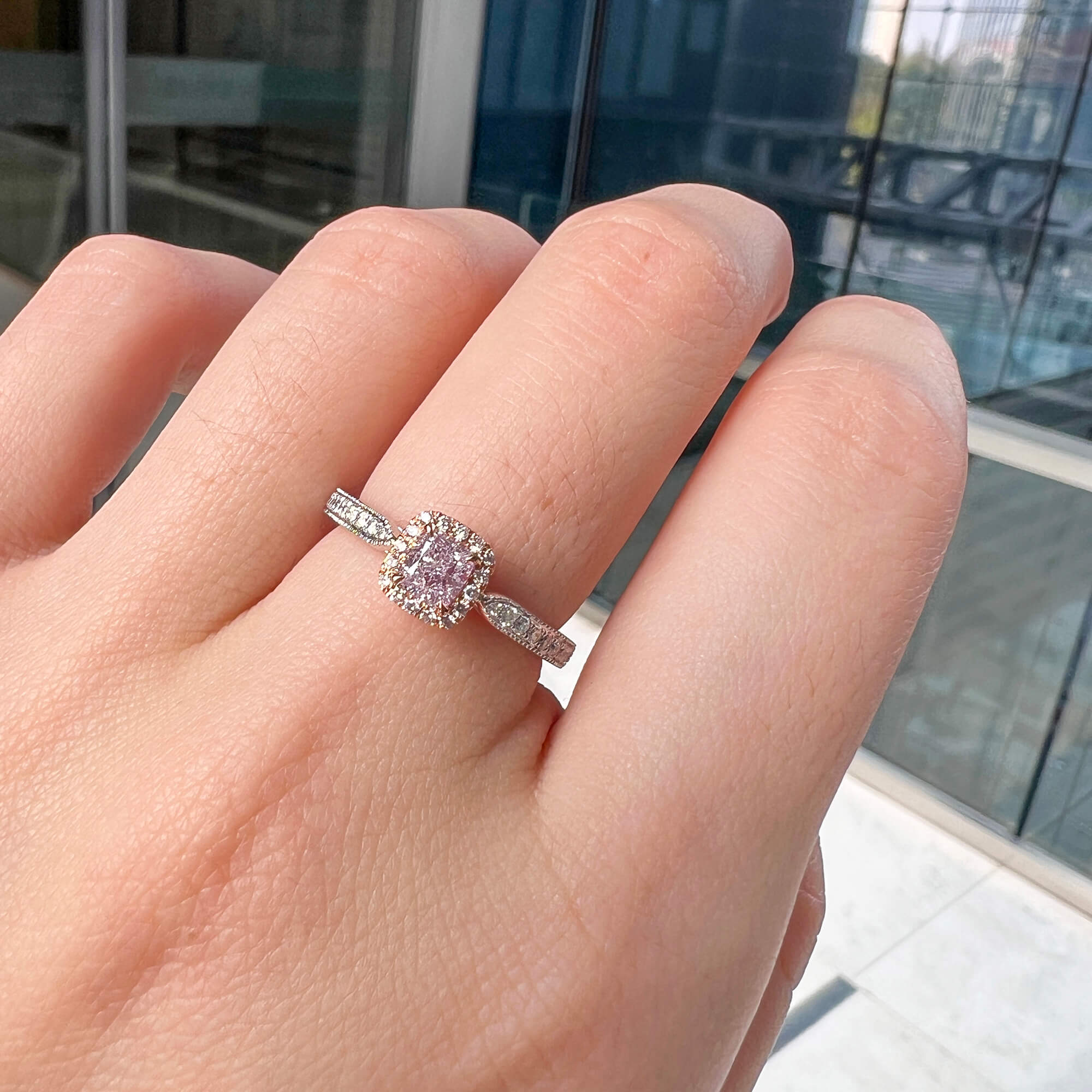 GIA Certified Pink & White Diamond Ring