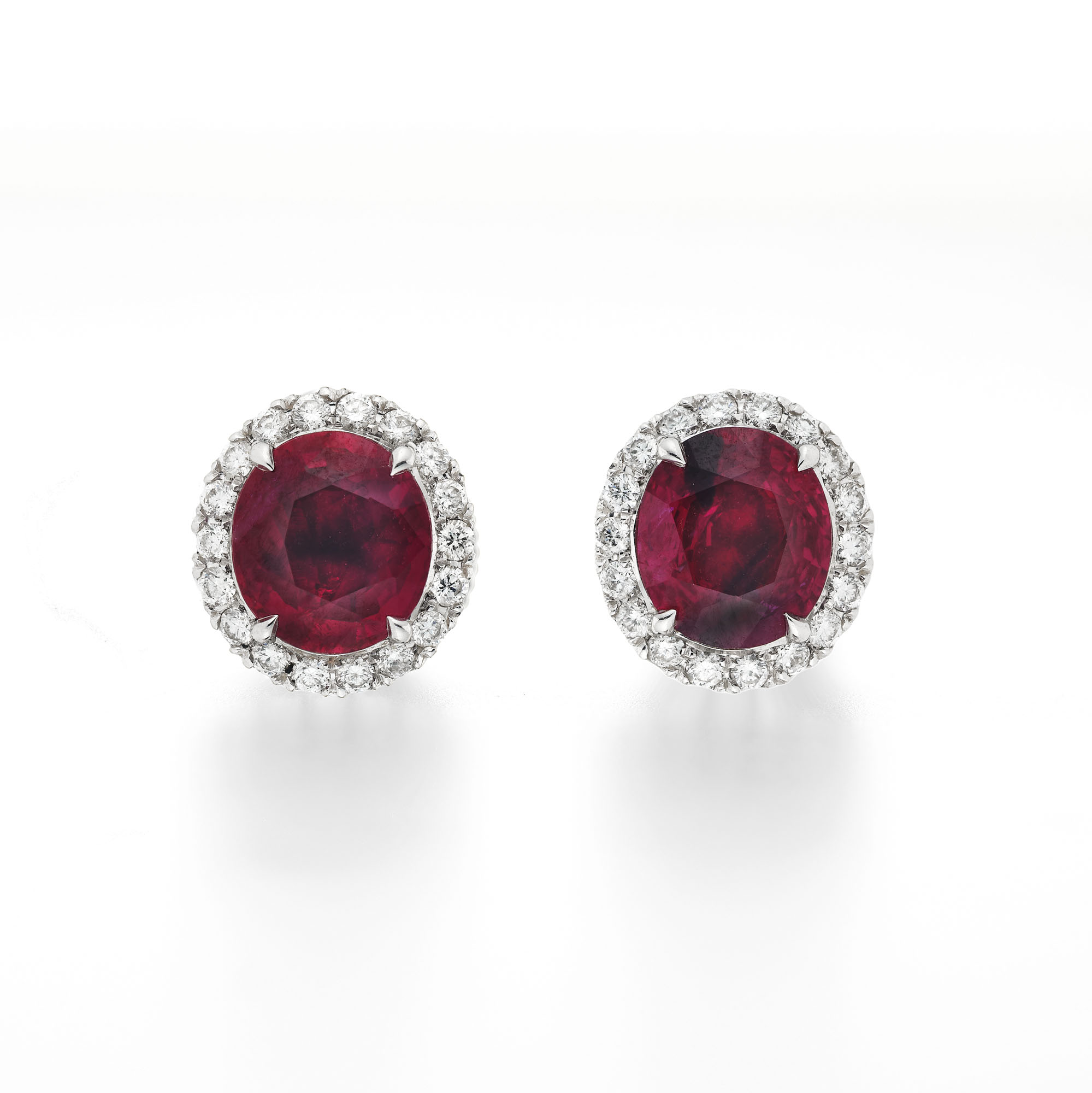 Certified Burma Ruby & Diamond Earrings
