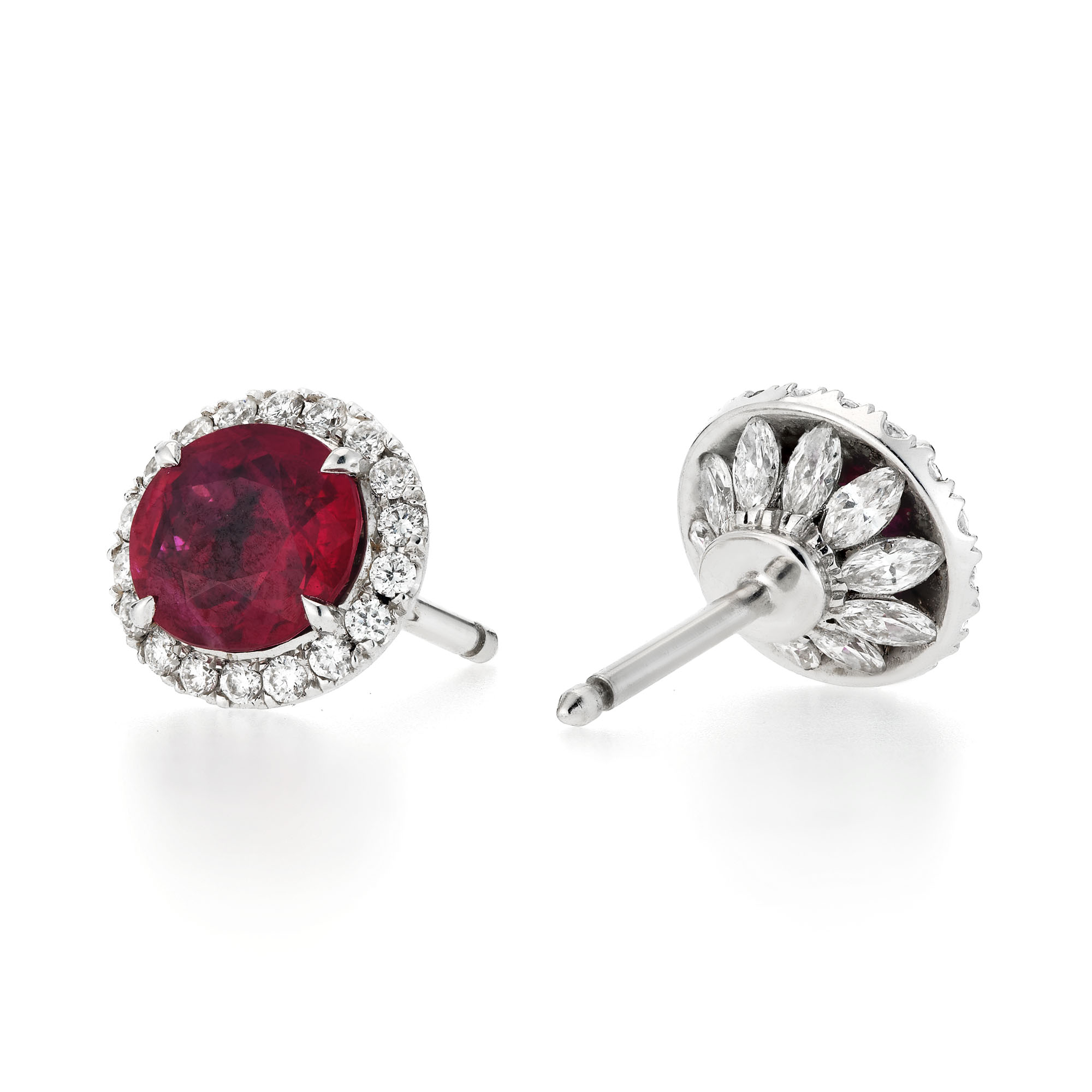 Certified Burma Ruby & Diamond Earrings