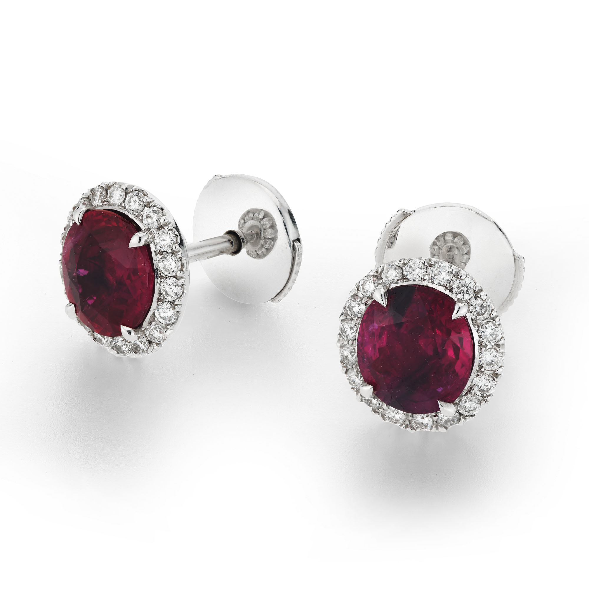 Certified Burma Ruby & Diamond Earrings