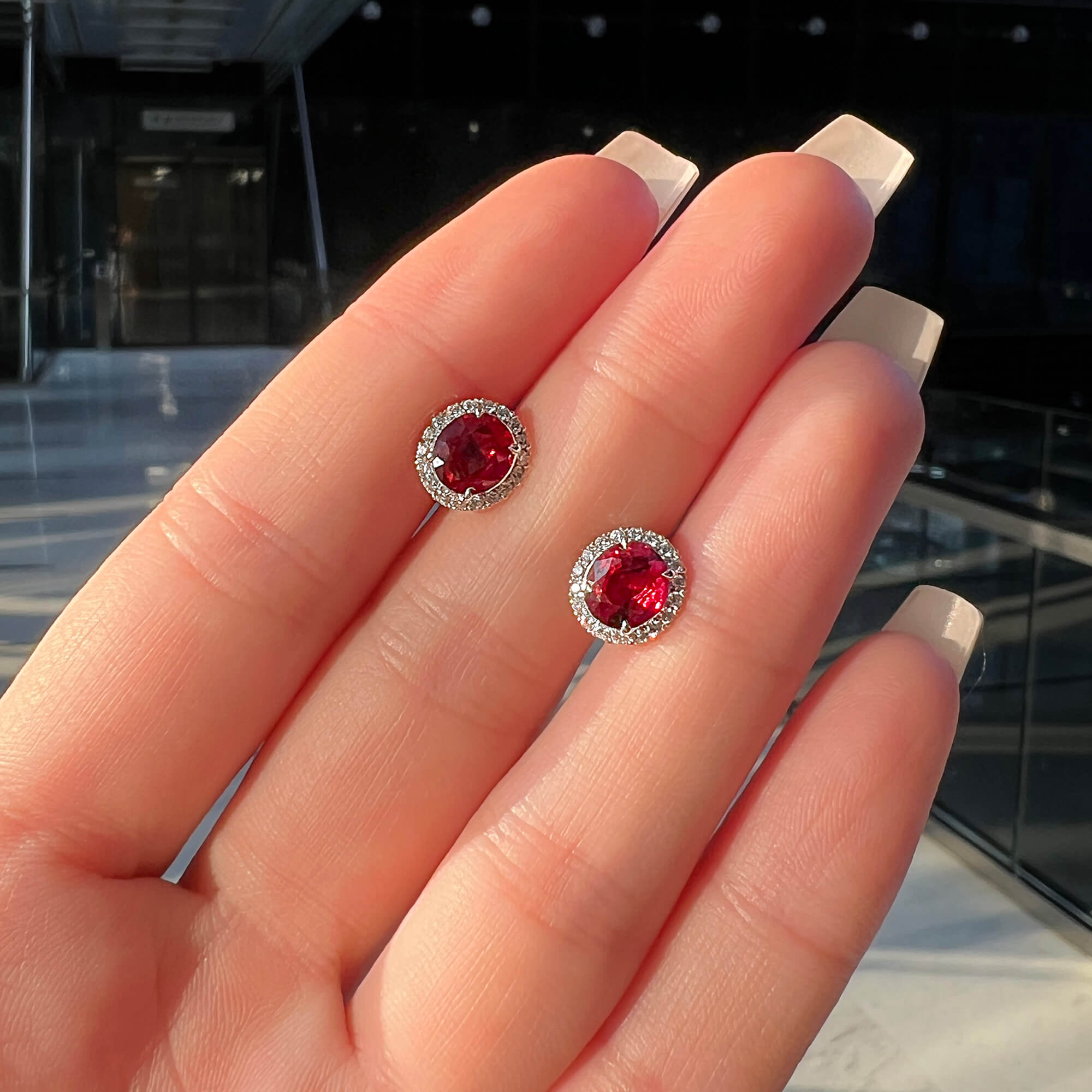 Certified Burma Ruby & Diamond Earrings