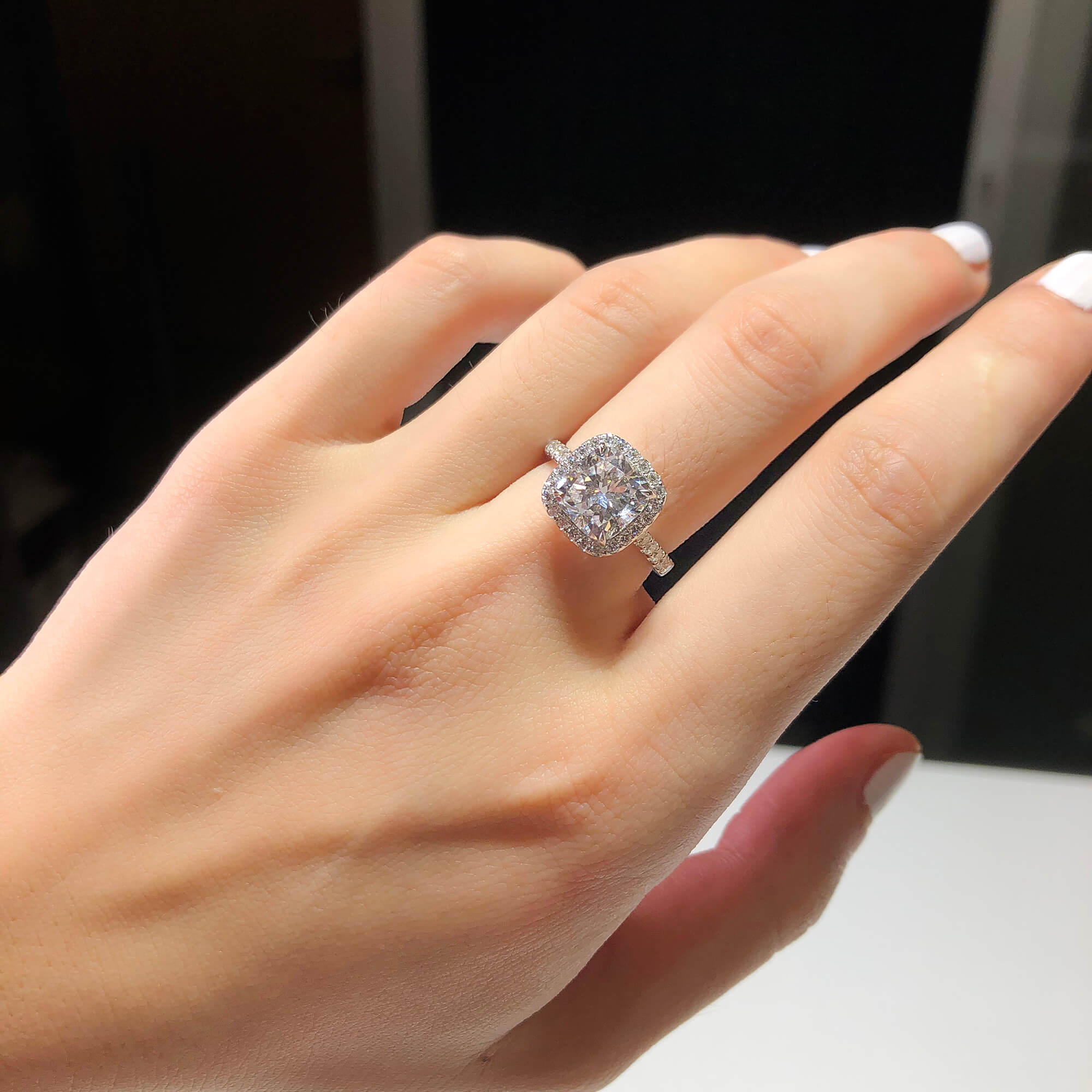 GIA 3CT SI1 D Cushion Diamond Ring