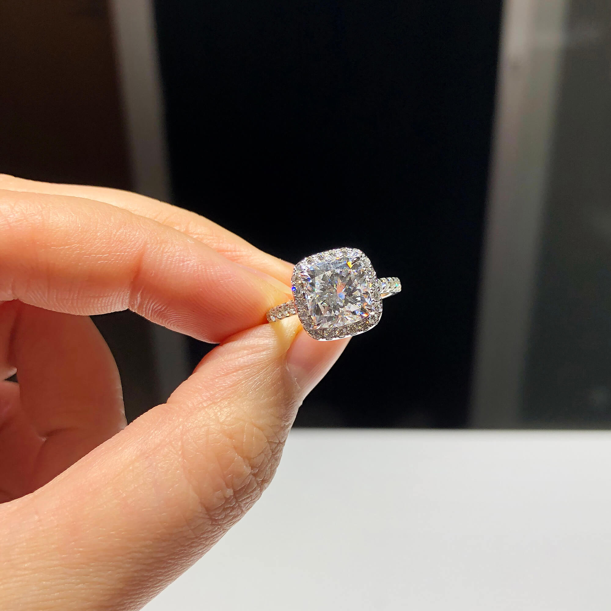 GIA 3CT SI1 D Cushion Diamond Ring