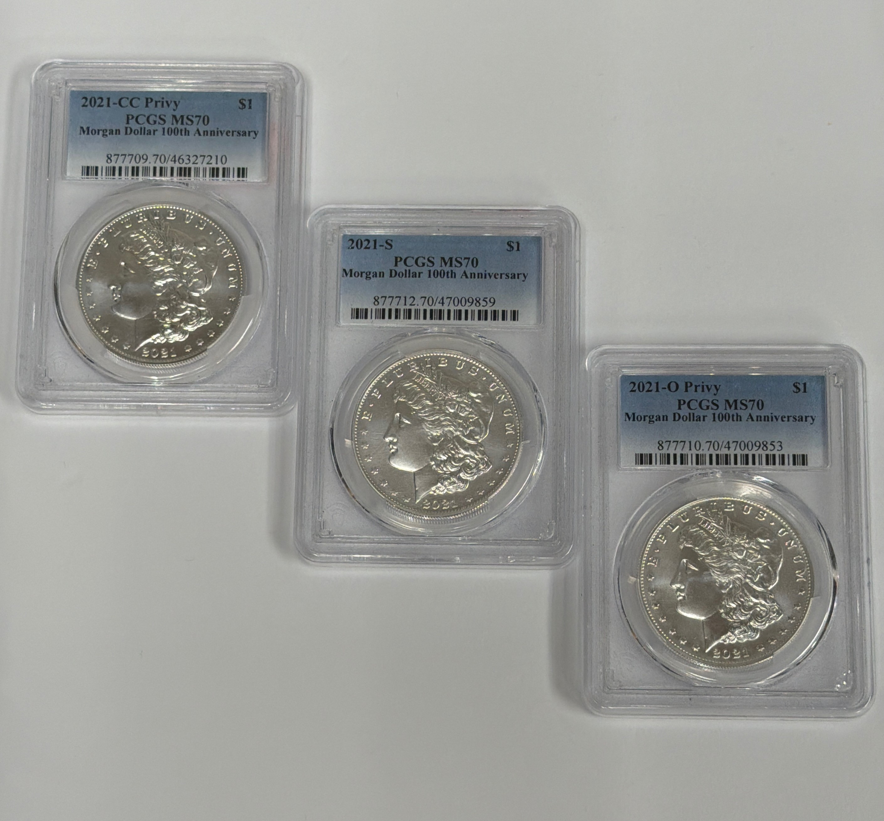 2021 Morgan Dollar 3 Coin Set PCGS MS70