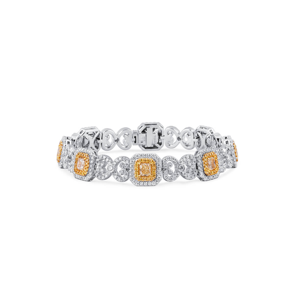 Fancy Yellow & White Diamond Double Halo Bracelet