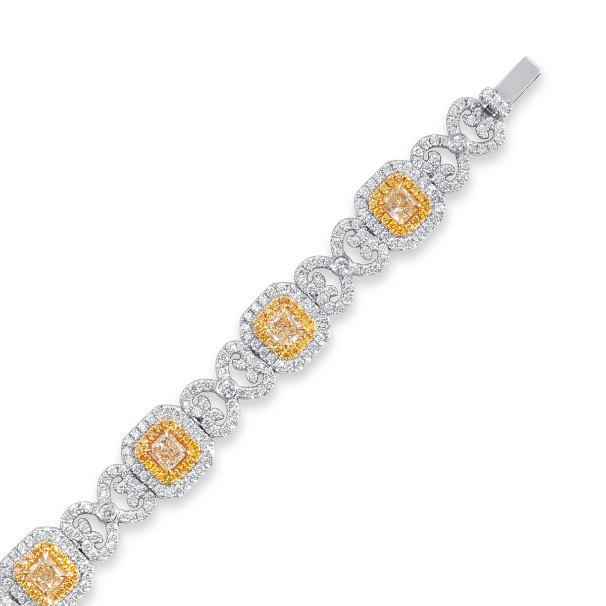 Fancy Yellow & White Diamond Double Halo Bracelet