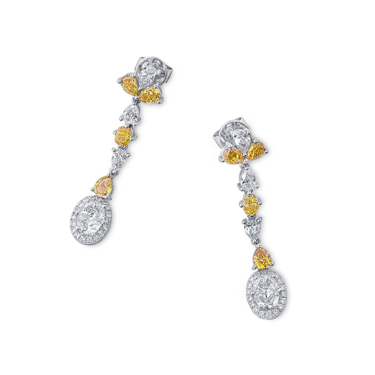 Fancy Yellow & White Diamond Linear Drop Earrings