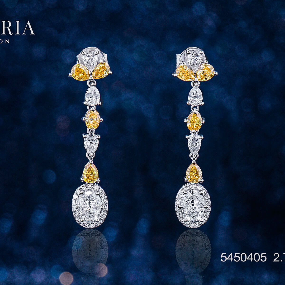 Fancy Yellow & White Diamond Linear Drop Earrings