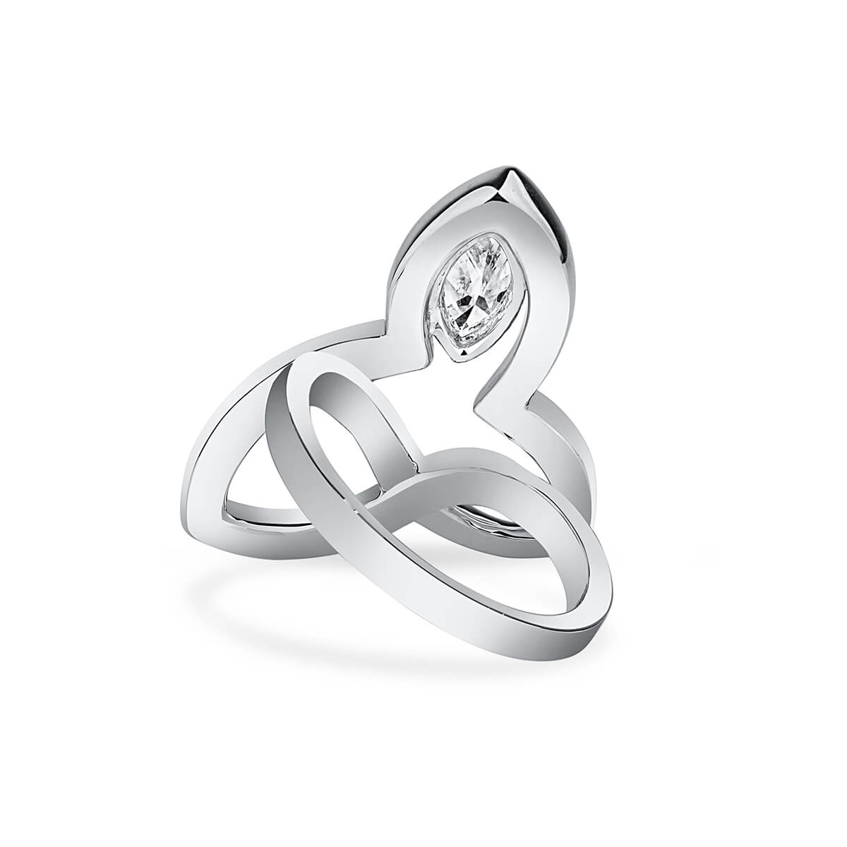 Marquise Diamond Triquetra Statement Ring
