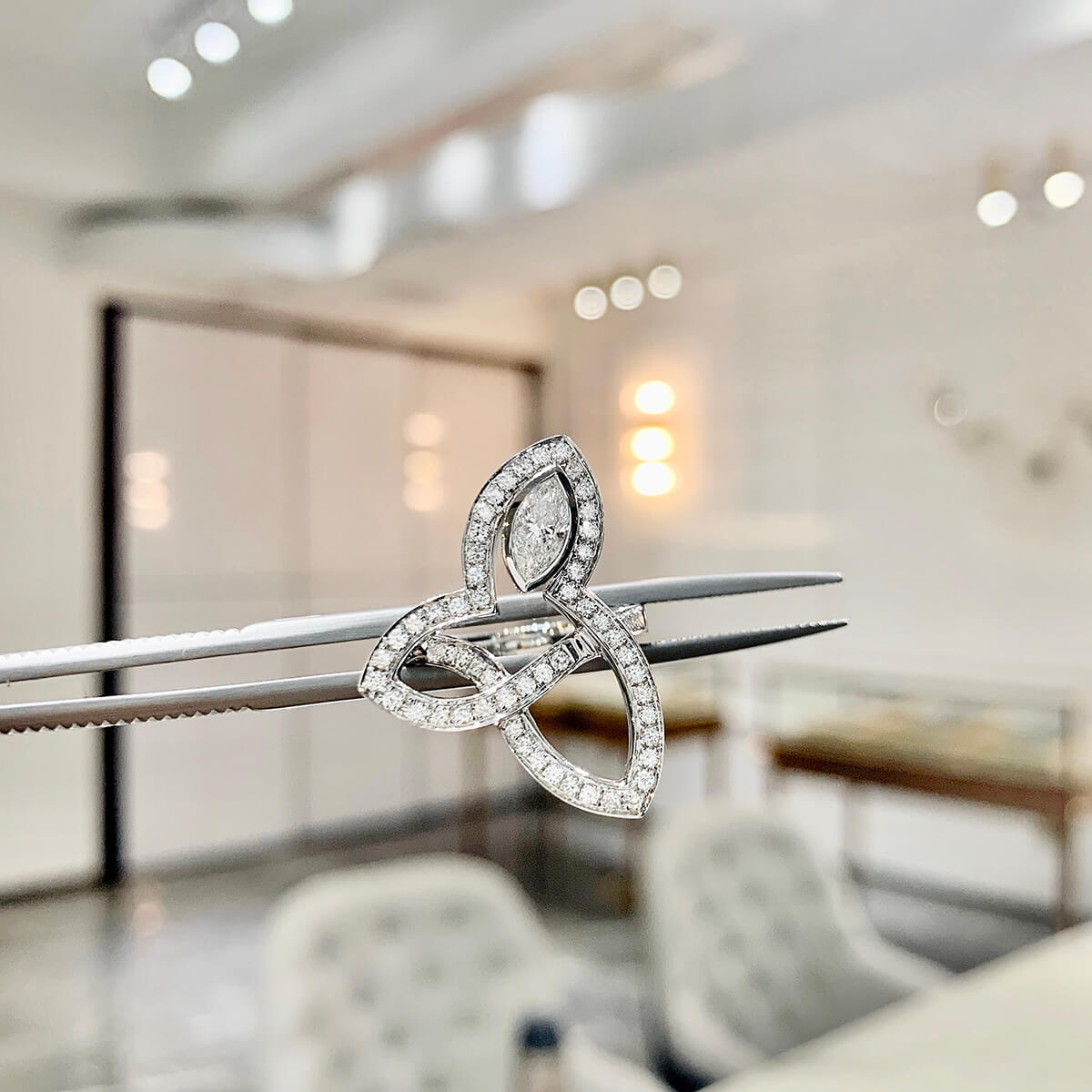 Marquise Diamond Triquetra Statement Ring