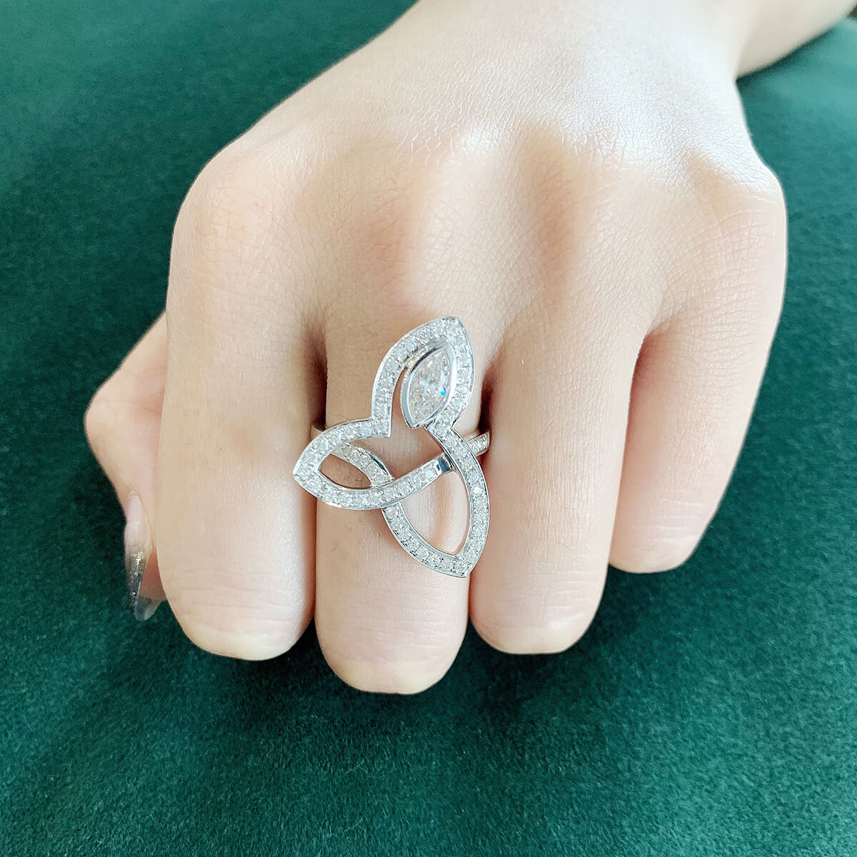 Marquise Diamond Triquetra Statement Ring