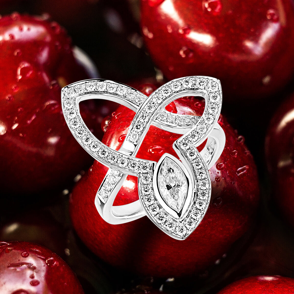 Marquise Diamond Triquetra Statement Ring