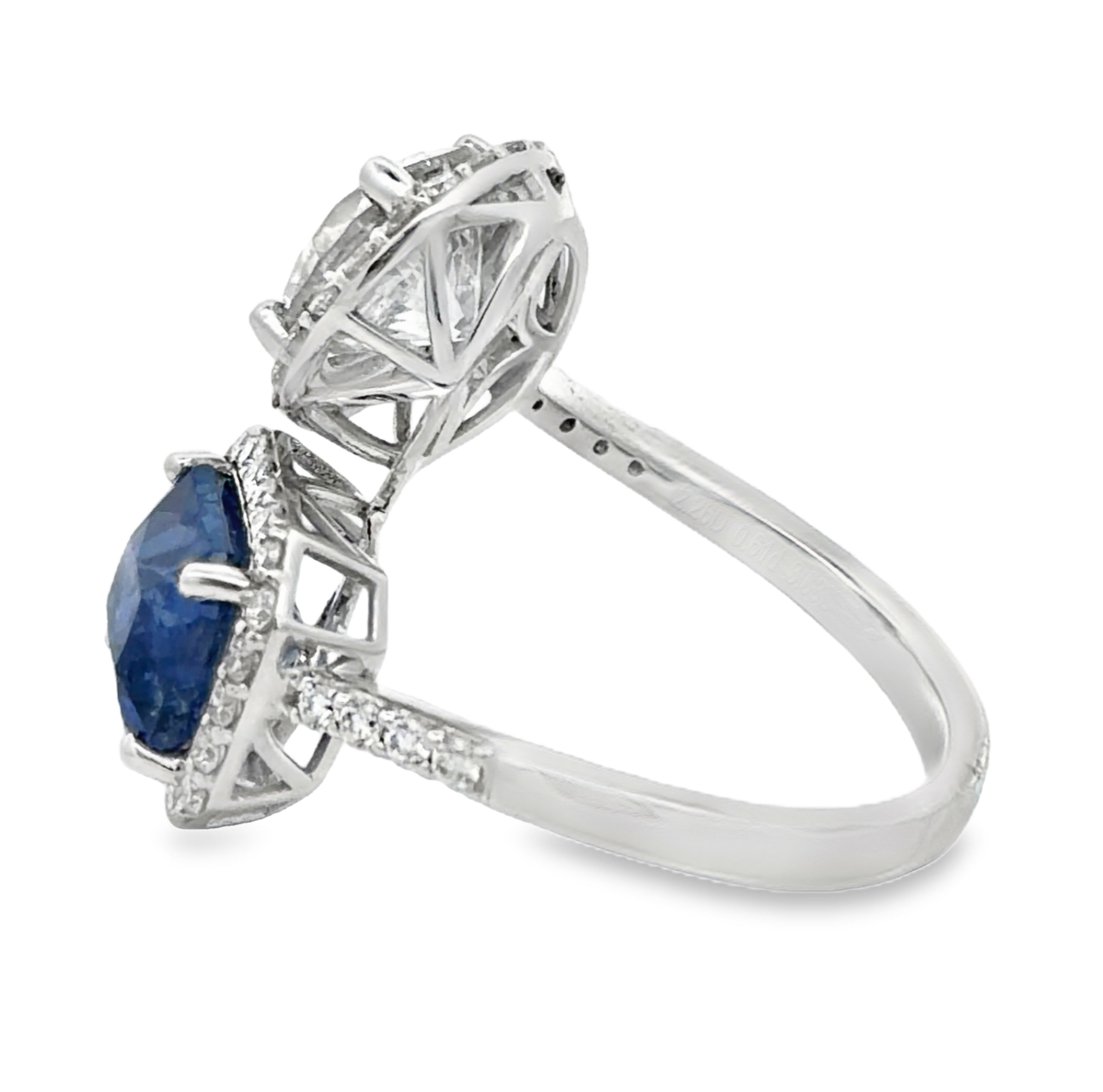 Ceylon Blue Sapphire & Natural Diamond Bypass Ring by Oscar Friedman