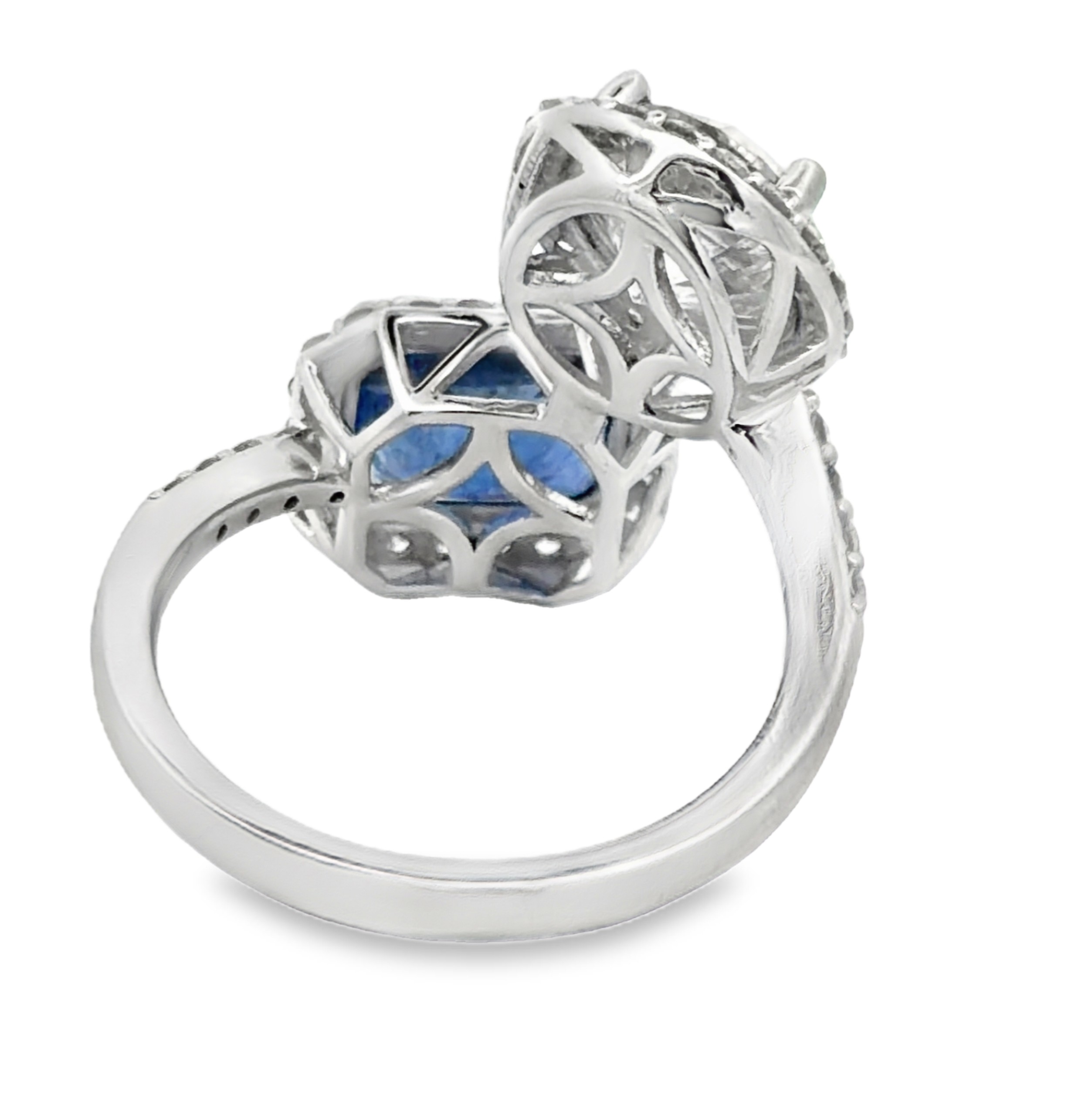 Ceylon Blue Sapphire & Natural Diamond Bypass Ring by Oscar Friedman