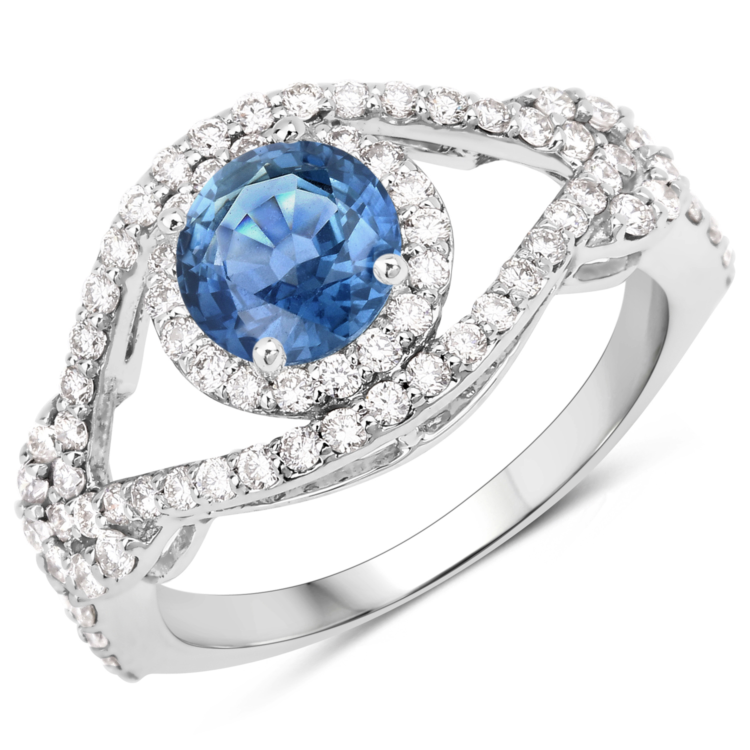 Natural Sapphire and Diamond Ring - Great Color