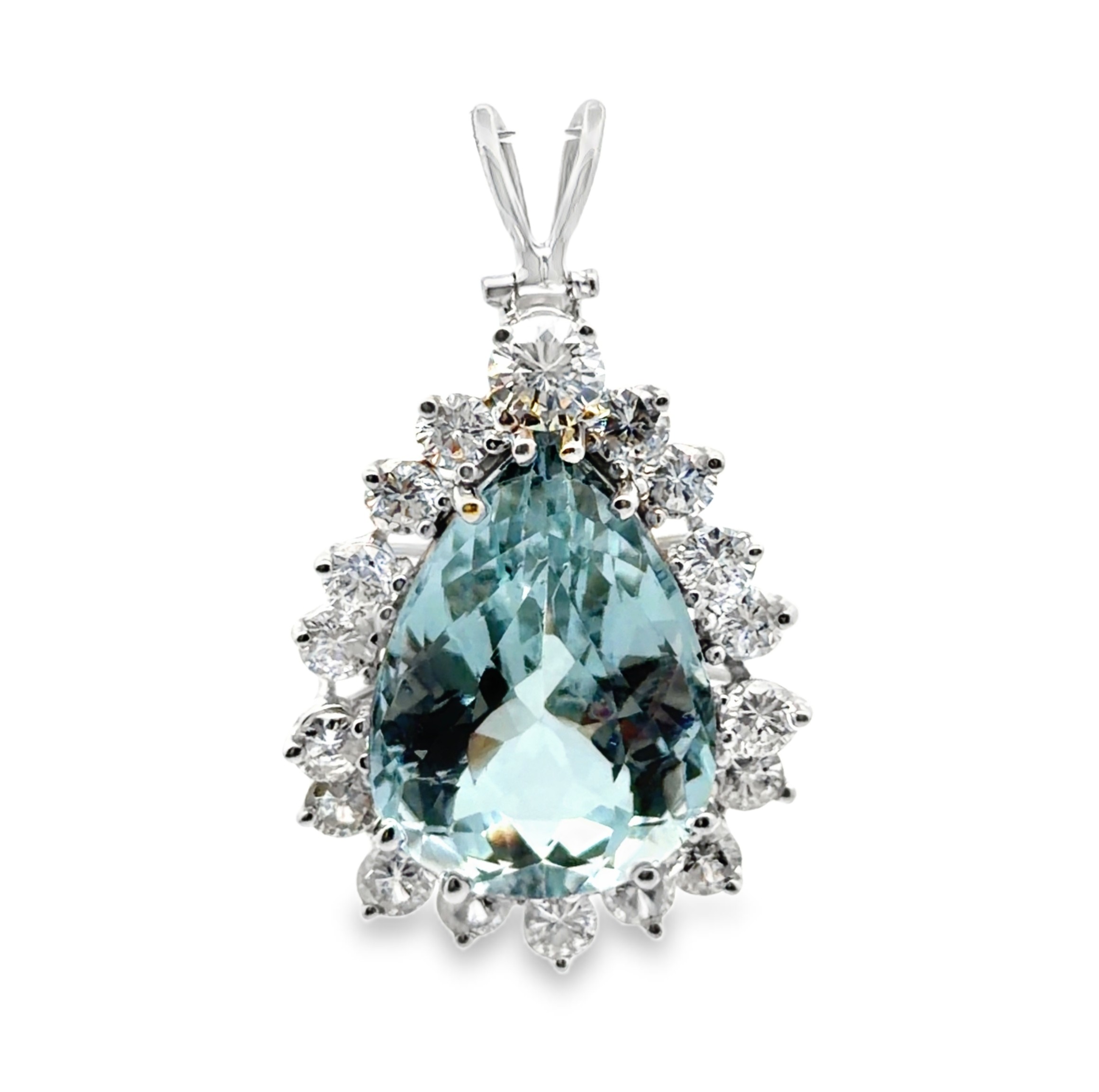 Radiant Natural Aquamarine and Diamond Pendant
