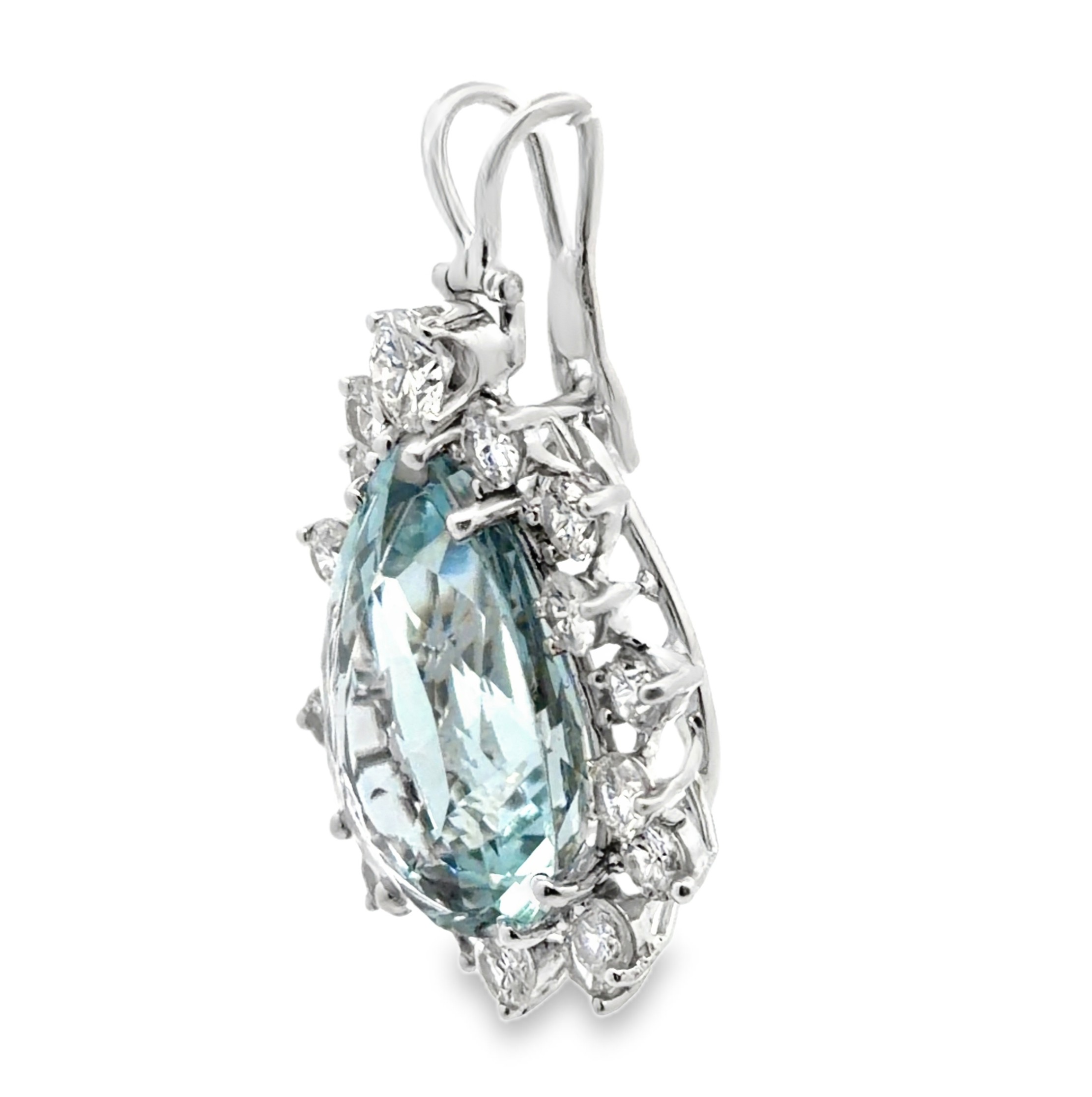 Radiant Natural Aquamarine and Diamond Pendant