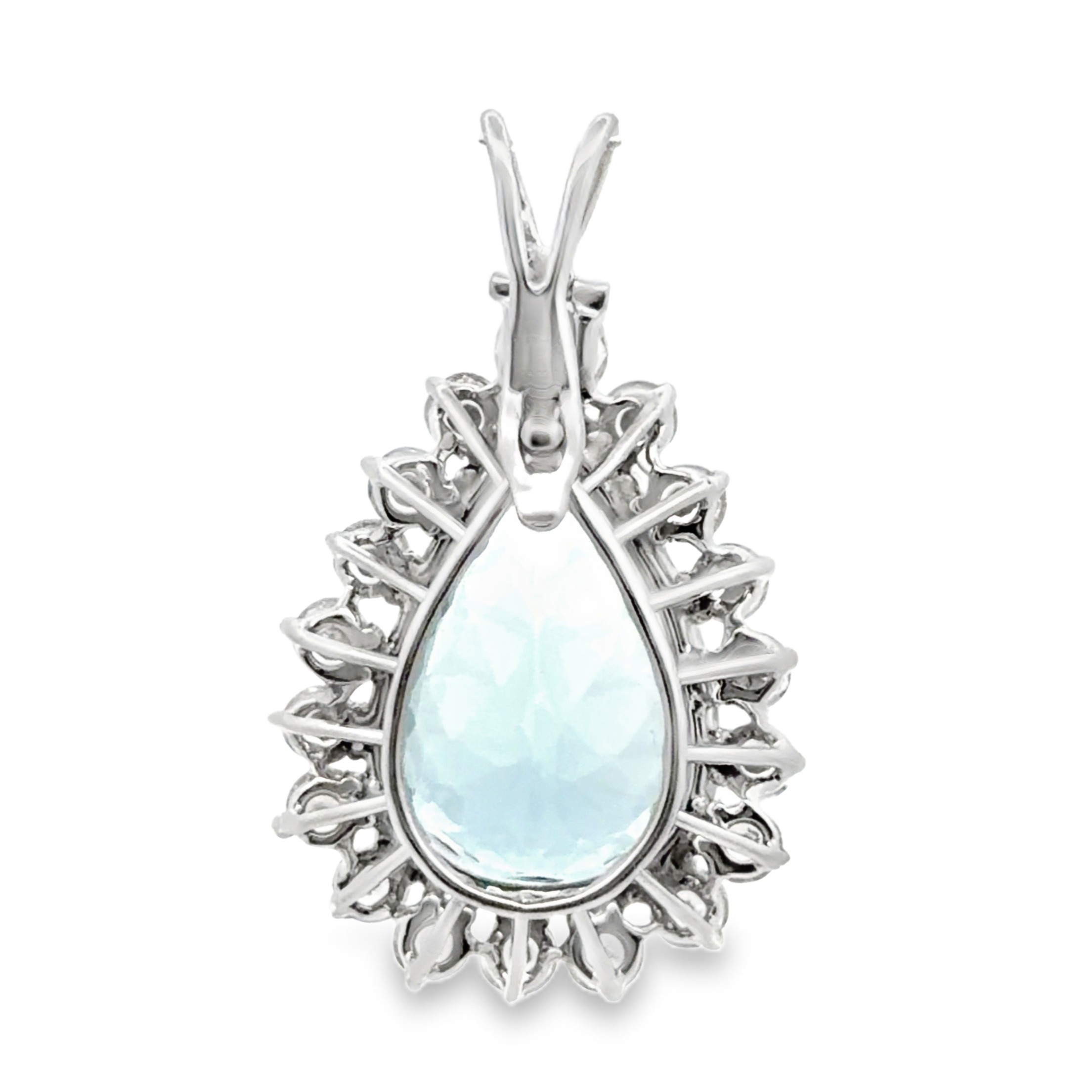 Radiant Natural Aquamarine and Diamond Pendant