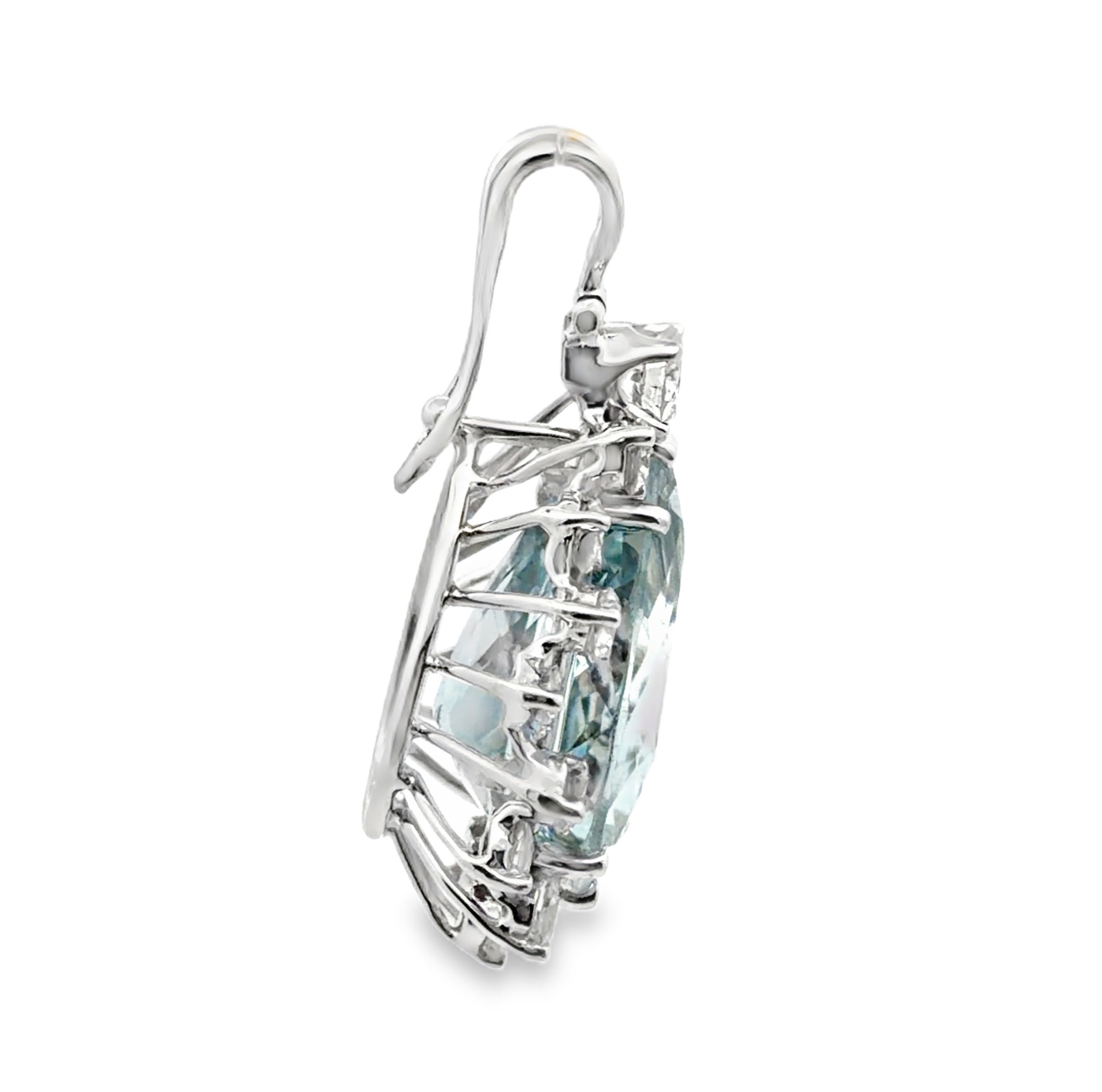 Radiant Natural Aquamarine and Diamond Pendant