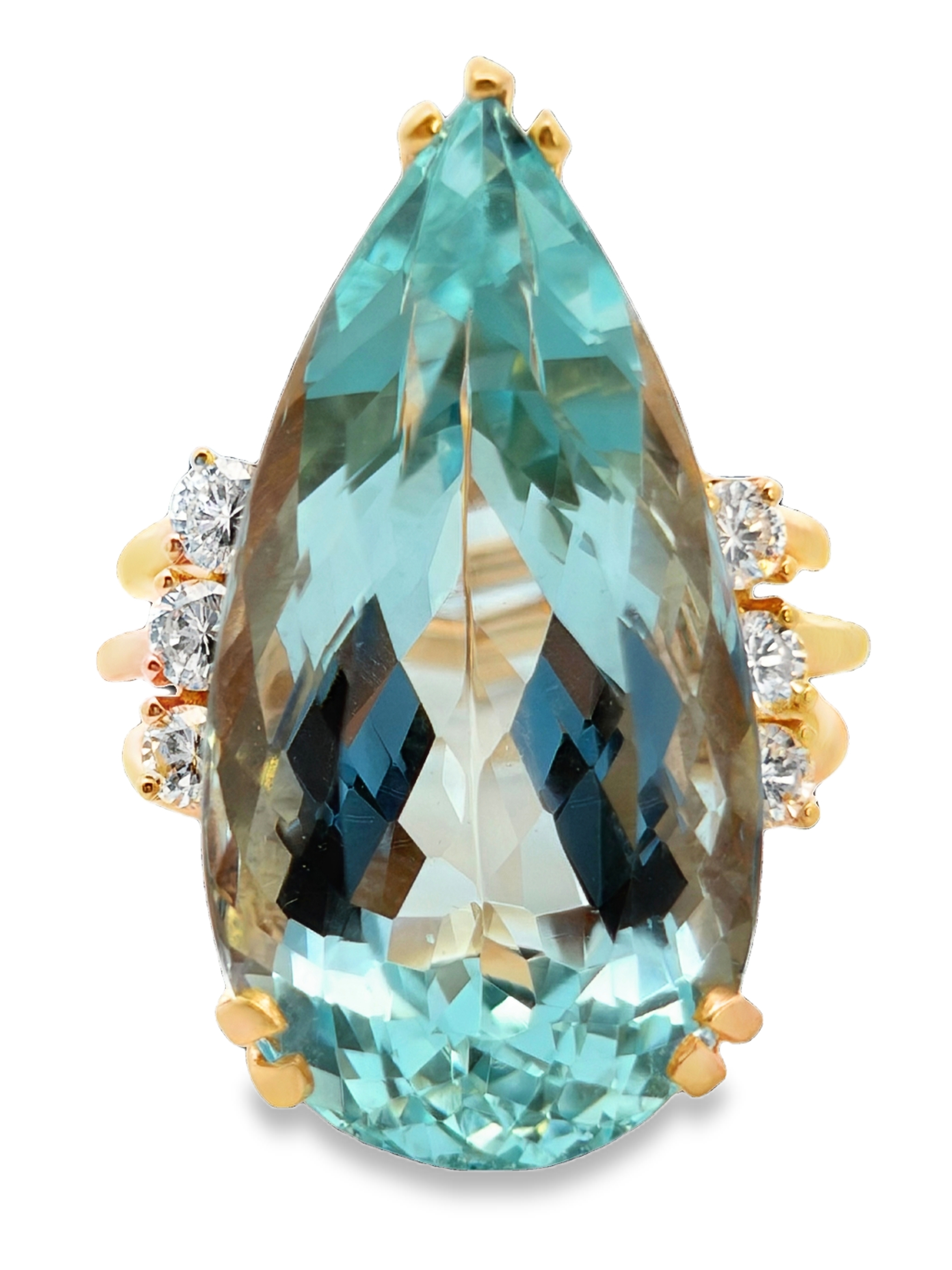 Natural Aquamarine (Deep Rich Color) and Diamond Ring