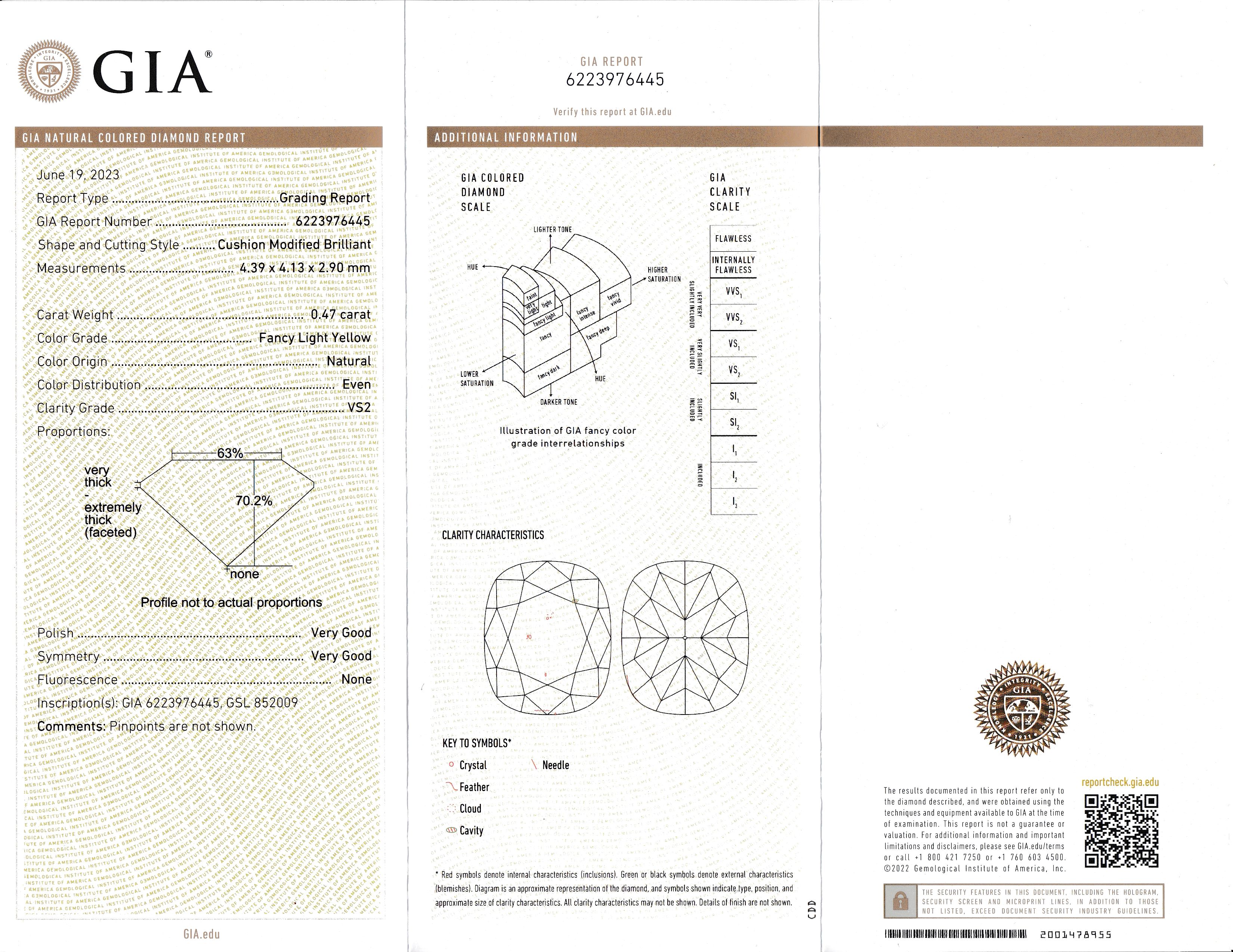 GIA 0.47 Carat Cushion Cut Loose Natural Diamond
