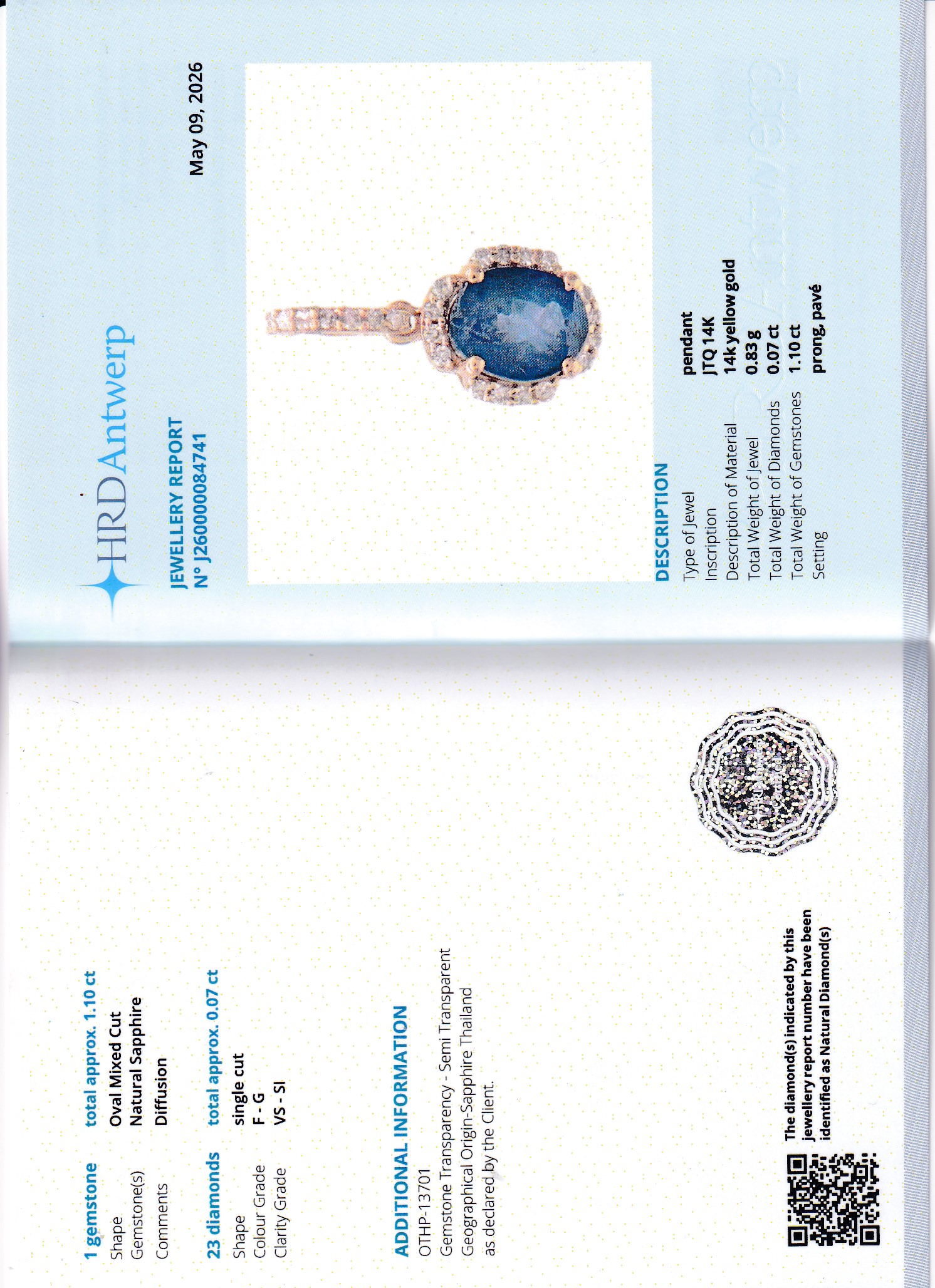 Natural Sapphire & Diamond Petite Pendant