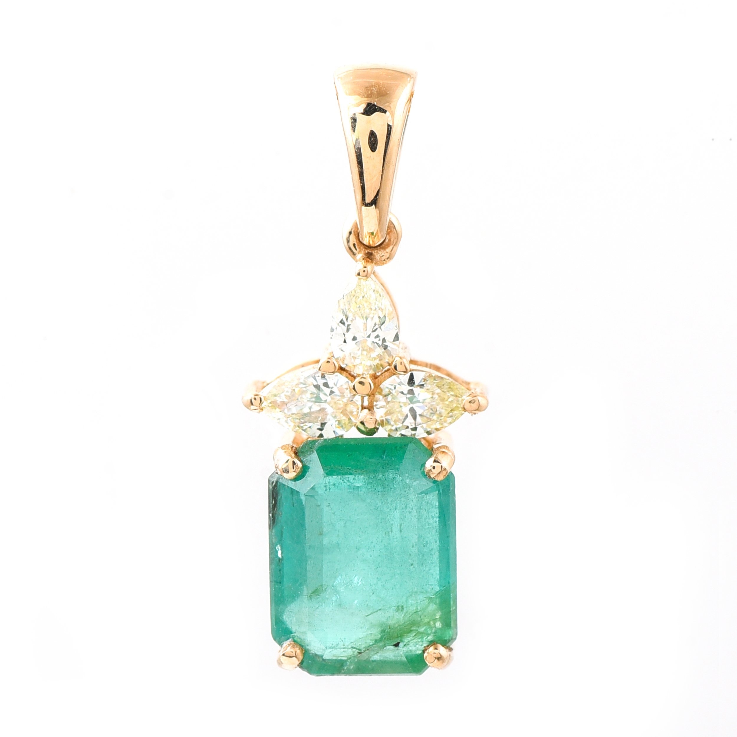 Natural Zambian Emerald & Diamond Petite Pendant