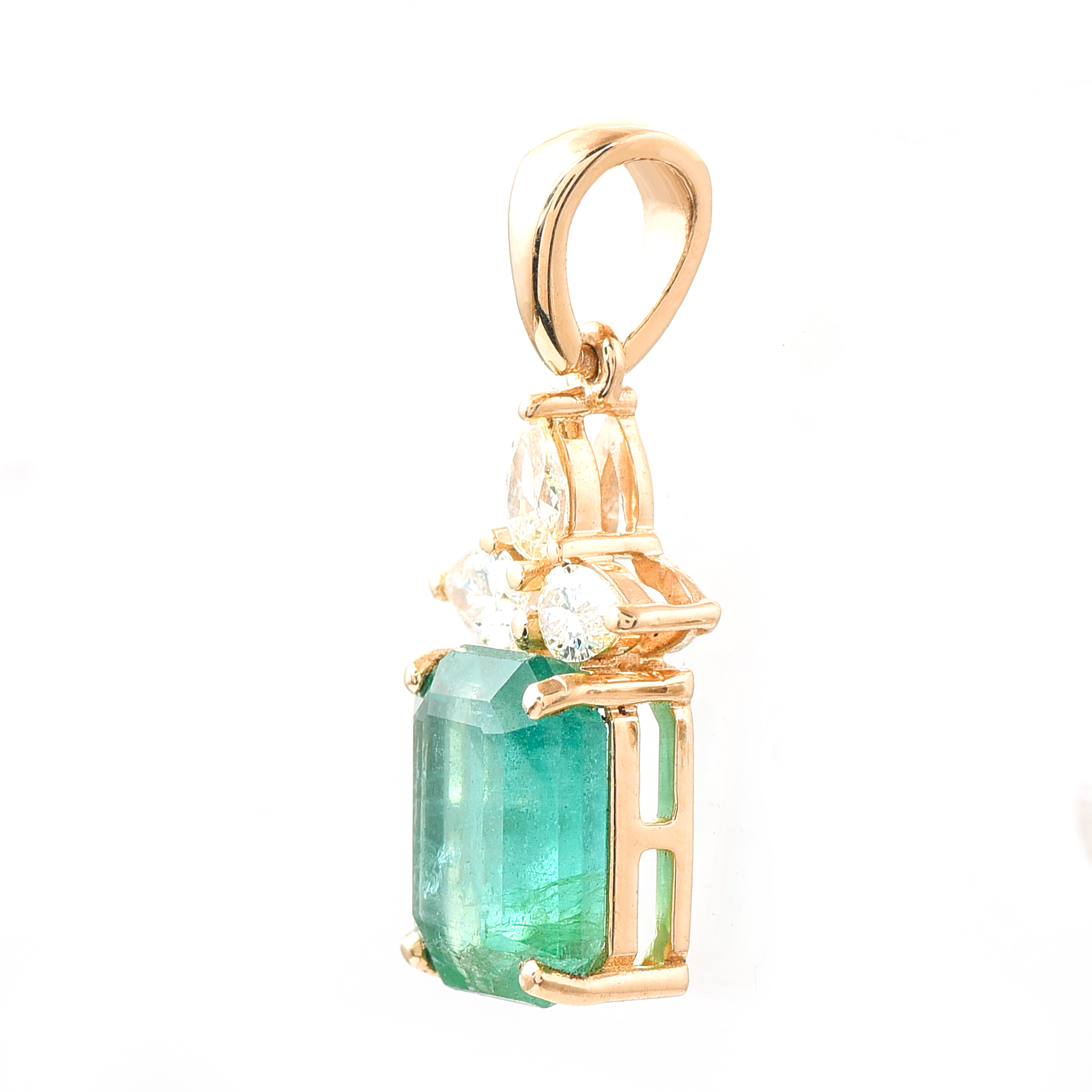 Natural Zambian Emerald & Diamond Petite Pendant