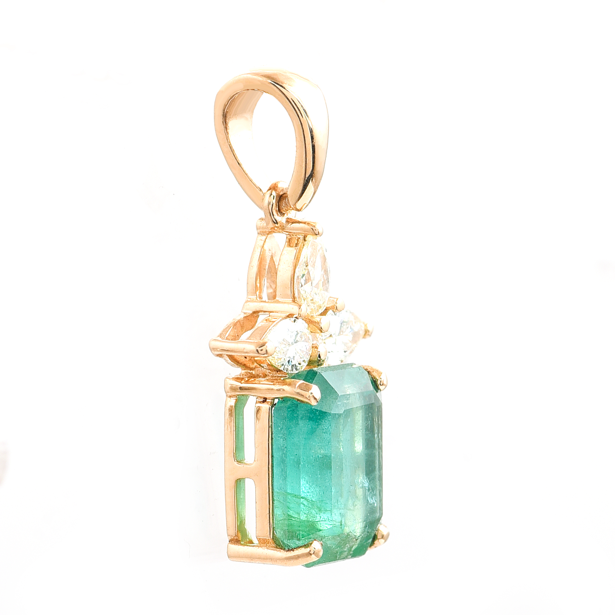 Natural Zambian Emerald & Diamond Petite Pendant