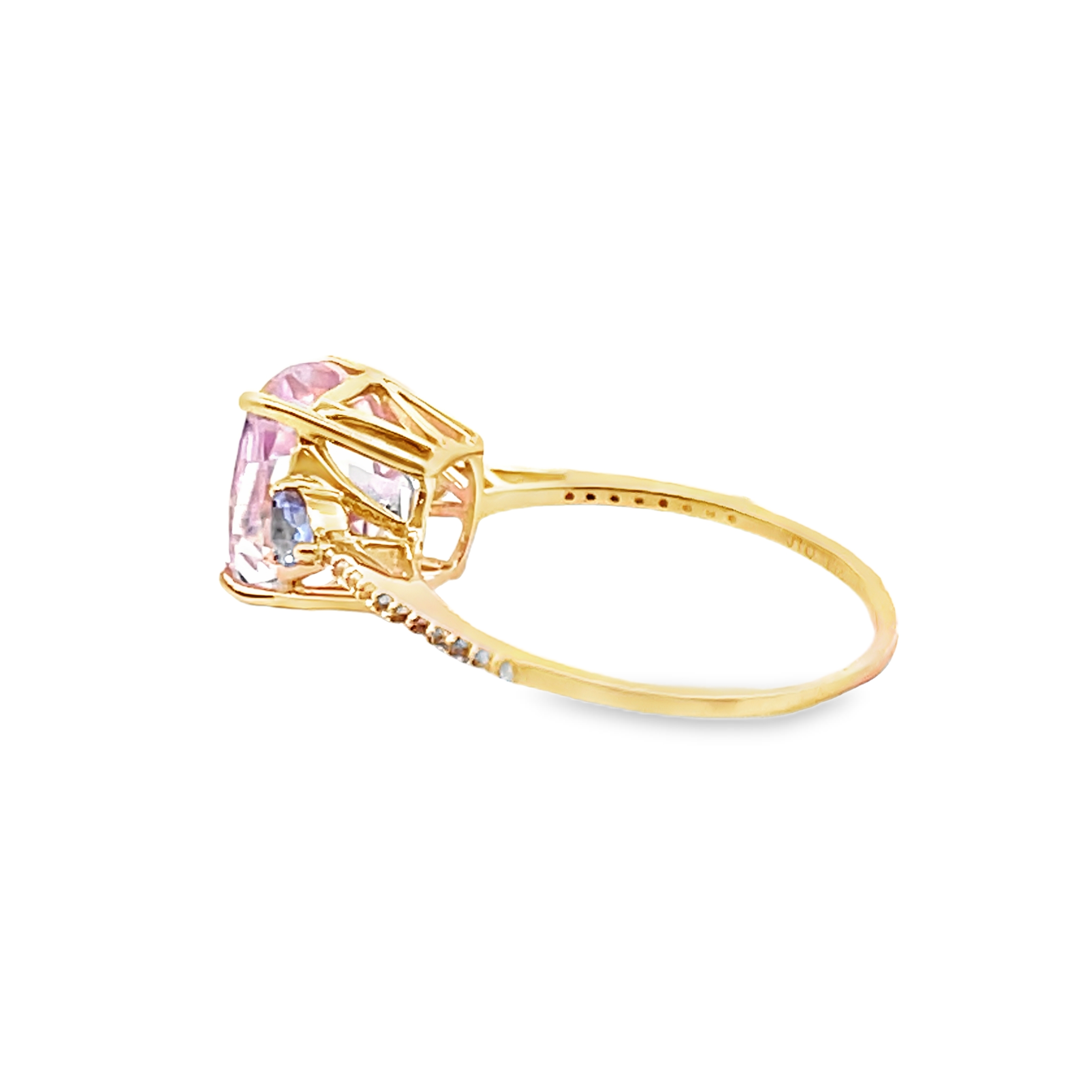 Natural Kunzite, Tanzanite & Sapphire Ring
